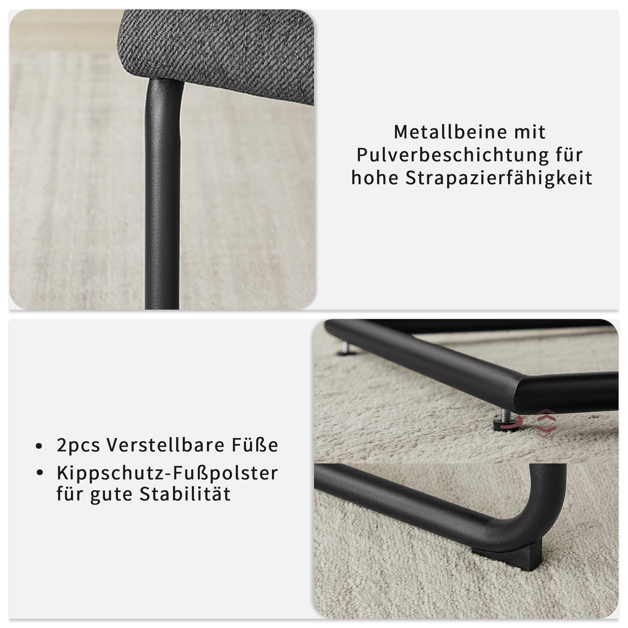OTTO home Freischwinger »Tayler« (Set) 2 Stk.Strukturstoff, robustem Metallgestell, Anti-Kipp-Funktion