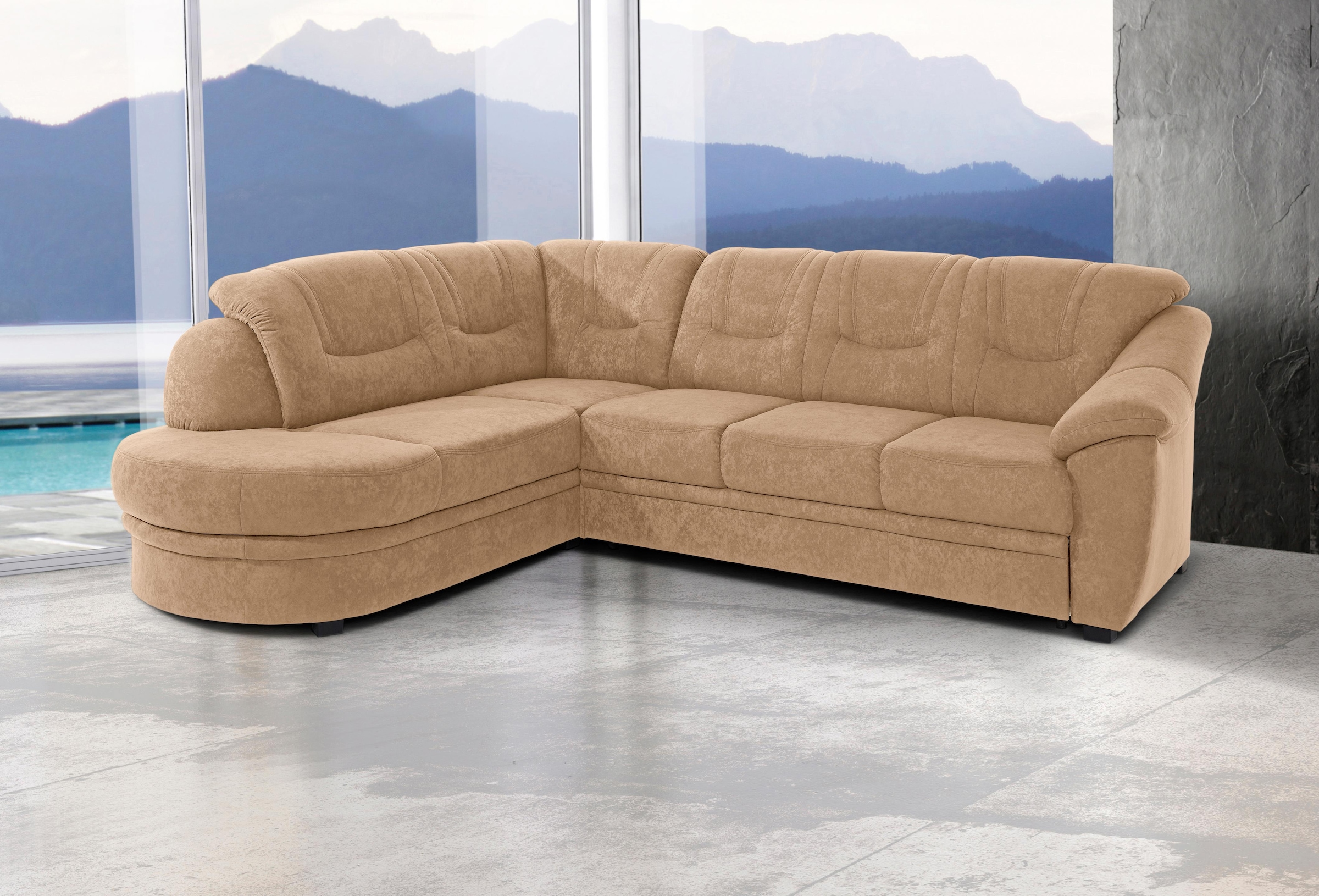 sit&more Ecksofa "Savona L-Form, B: 267 cm, Couch mit Federkern, Komfortsitzhöhe 46 cm" optional mit Schlaffunktion