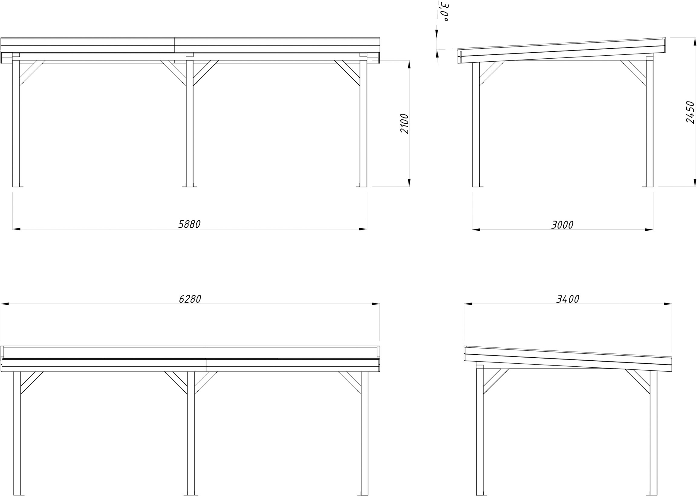 Palmako Holzpavillon »Lenna 16,6 m²« BxTxH: 628x340x245 cm