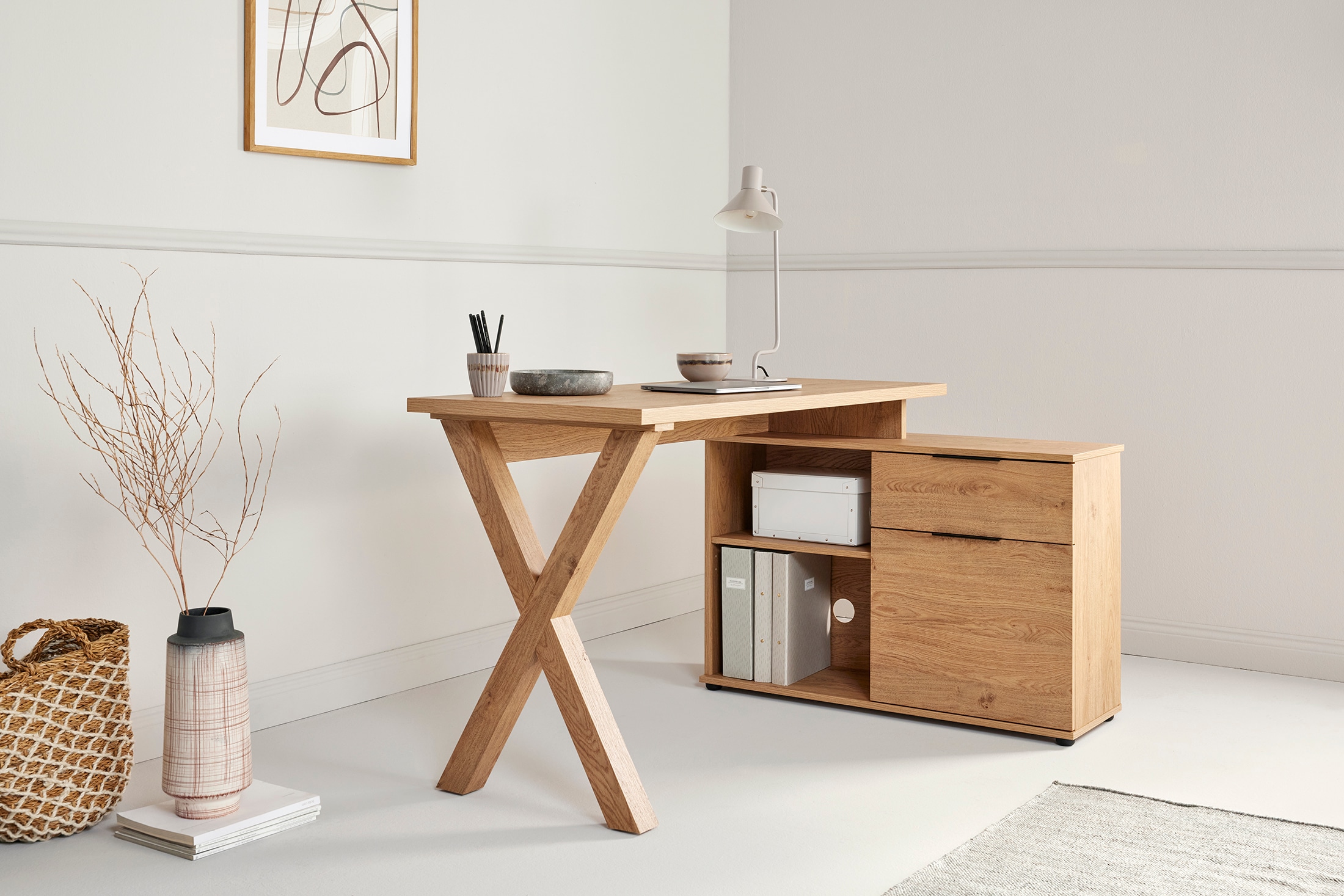 Jahnke Eckschreibtisch »X-CLUB C 40 E« 1 Stk. tlg. wechselseitig montierbar, X-Gestell