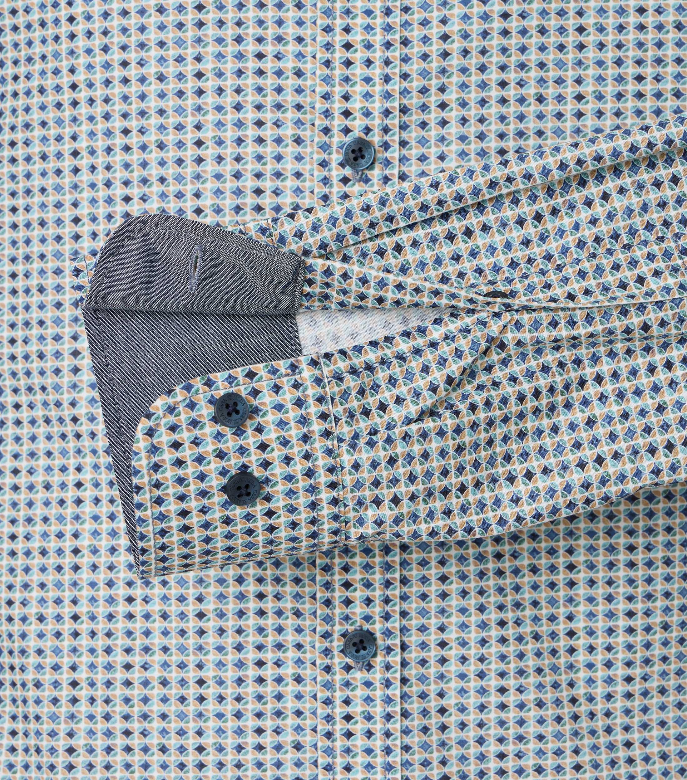 Langarmhemd CASAMODA "CASAMODA Freizeithemd Print", Herren, Gr. 4XL, Normalgrößen, blau (türkis), 100% Baumwolle, bedruckt, lässig geschnitten, Hemden 3