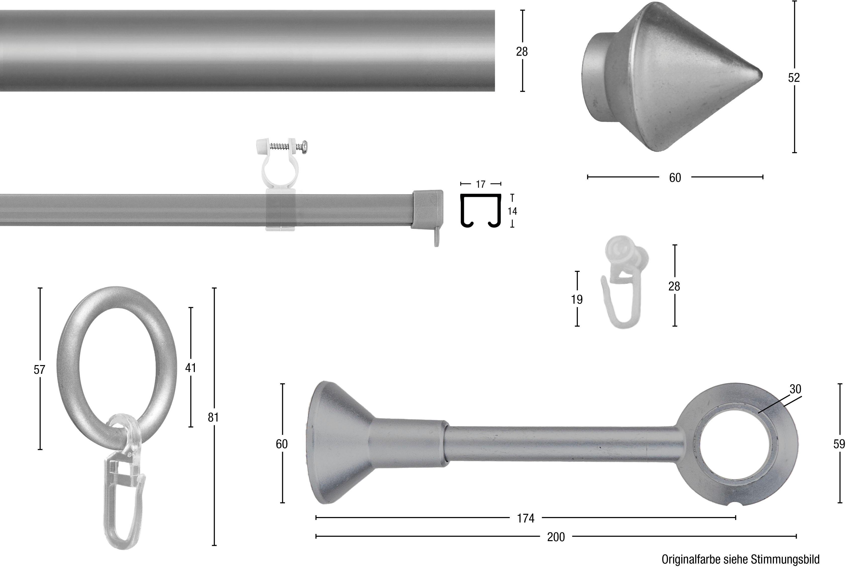Thumbnail - GARESA Gardinenstange "Palmi" Ø 28 mm 2 läufig-läufig Wunschmaßlänge Vorhanggarnitur, Kunststoff, verlängerbar, mit Ring...