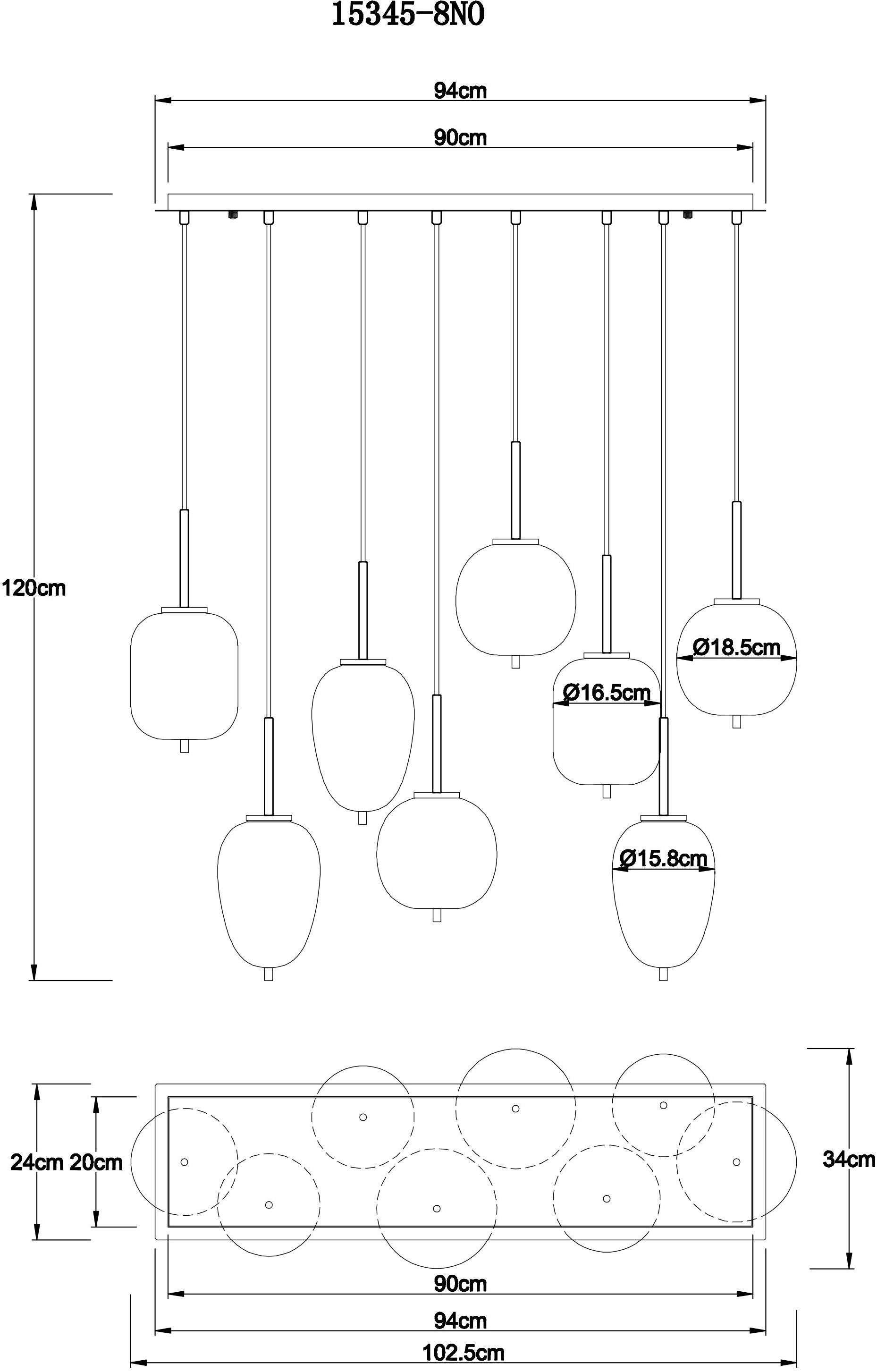 GLOBO LIGHTING Hängeleuchte »BLACKY I«, Leuchtmittel E14 | ohne Leuchtmittel, Hängelampe/Pendelleuchte/Glas opal/unterschiedliche Gläser