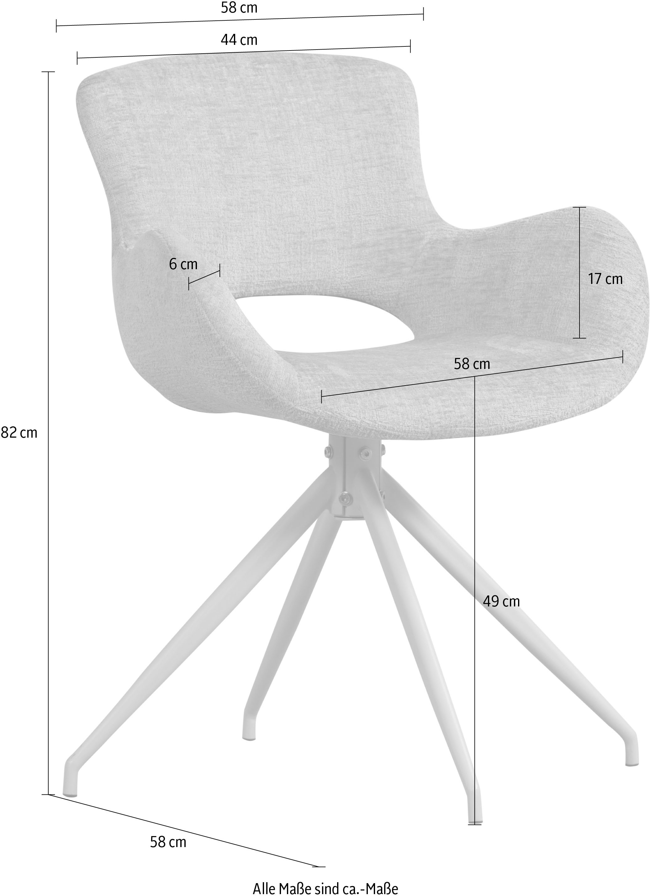 WOOOD Esszimmerstuhl »Eliva mit Grobstruktur-Velvetbezug und Metallgestell 58 x 82 x 58 cm« () Sehr hohe Verschleißfestigkeit, Drehmechanismus, Pfleiglicht
