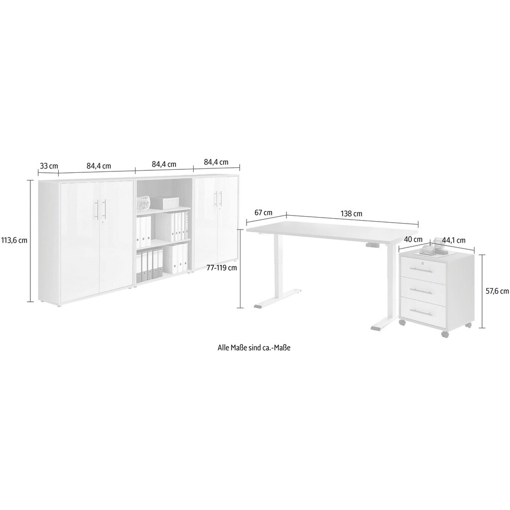 BMG Möbel Büromöbel-Set »Tabor«, (Set, 5 St.), mit elektrisch höhenverstellbarem Schreibtisch