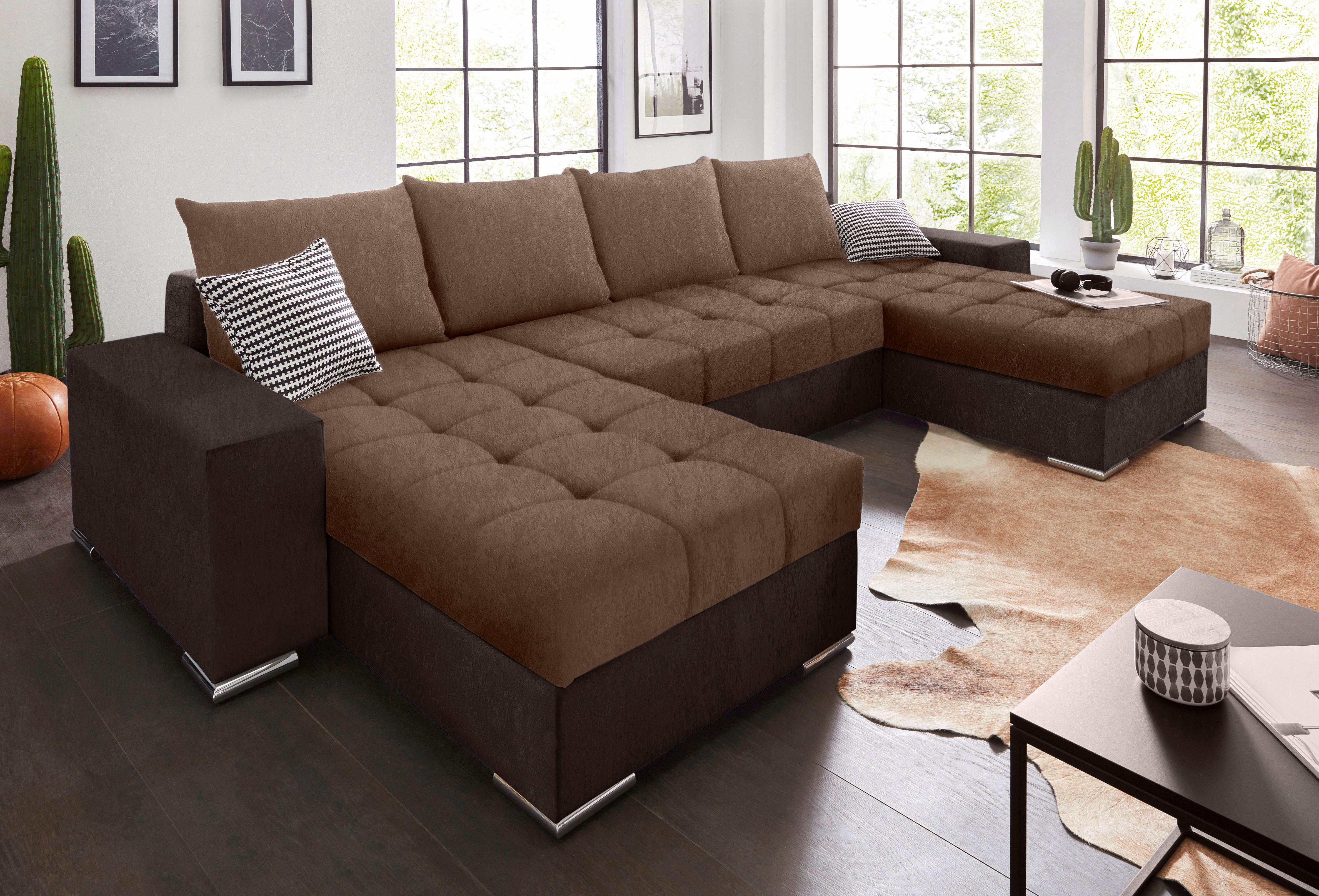 COLLECTION AB Wohnlandschaft "Josy XL U-Form, Breite: 313 cm" Schlaffunktion, Bettkasten & 2 Zierkissen, Federkern