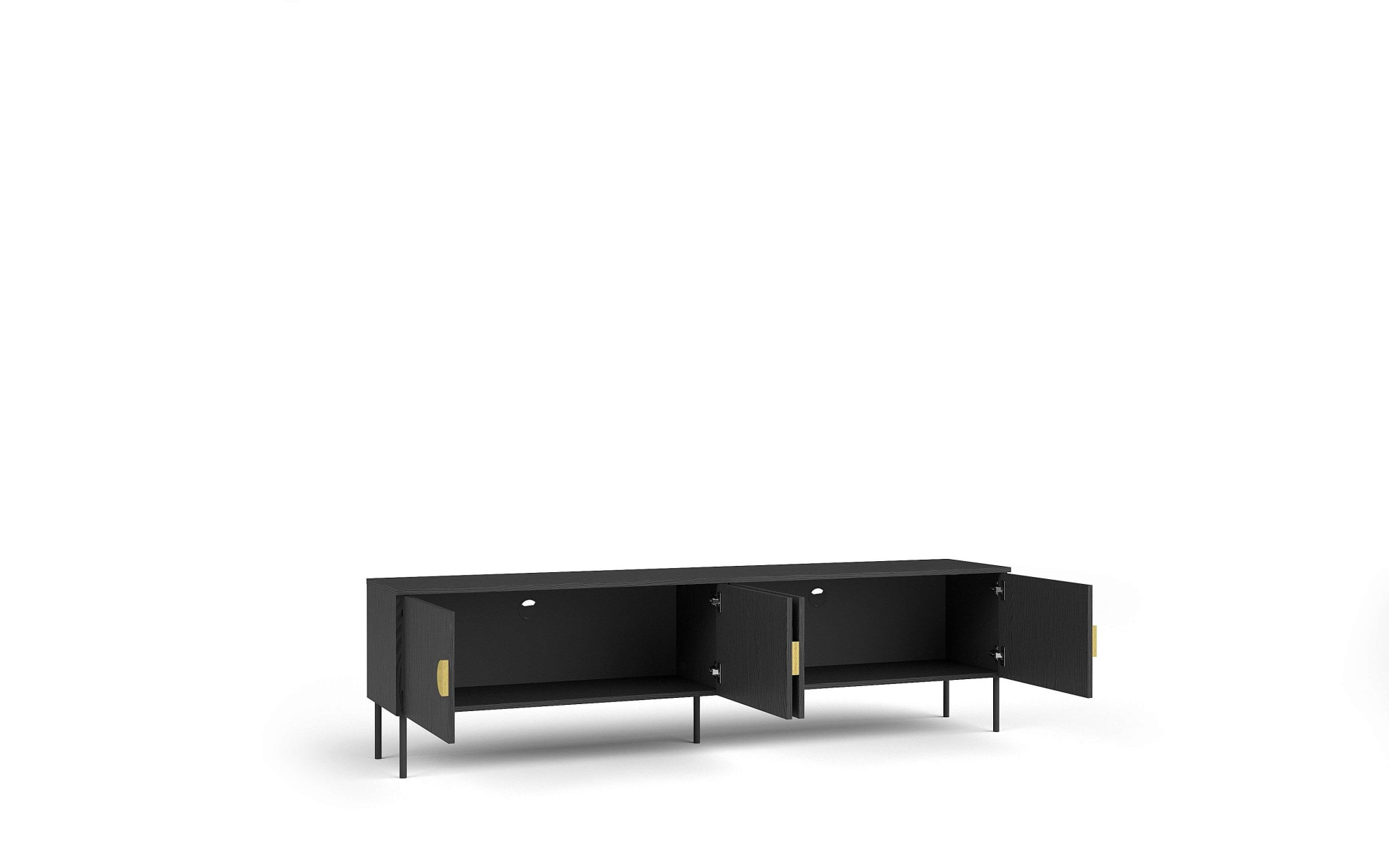Leonique Lowboard »BELLOT TV-Schrank mit 2 Türen, Maße B/T/H: 160/40/53,6 cm«, (1 St.), schwarze Farbe, mit holzähnlicher Struktur