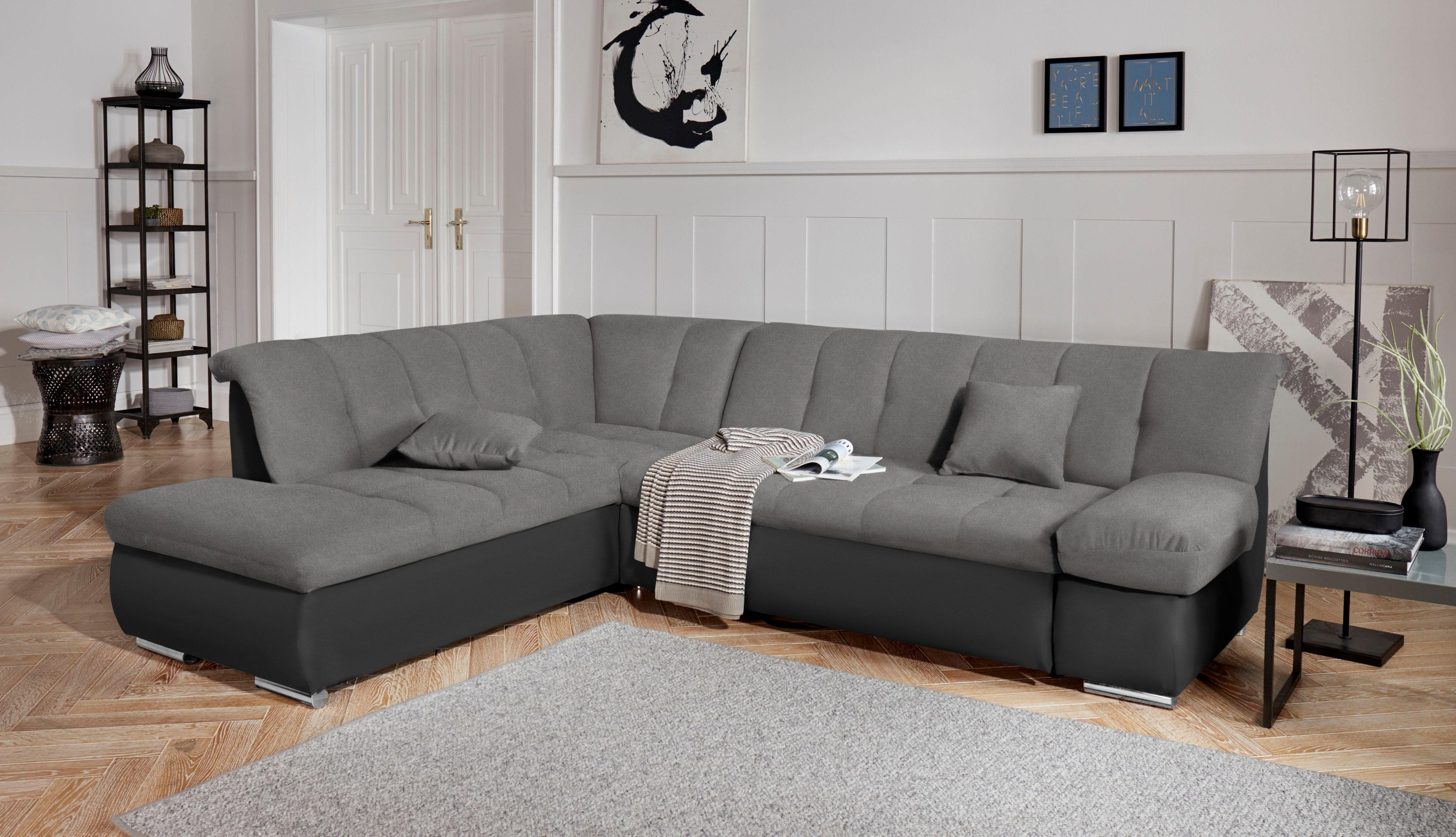 DOMO collection Ecksofa "MONA 271x213 cm, modern und komfortabel" whlw. mit Bett- und Armlehnfunktion, L-Form