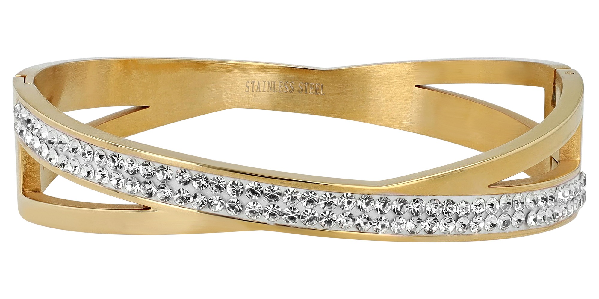 Adelia´s Armreif »Armband – Armreif aus Edelstahl mit Strass Steinchen Ø 6,0 cm cm« Geschenkidee: zeitlos und vielseitig