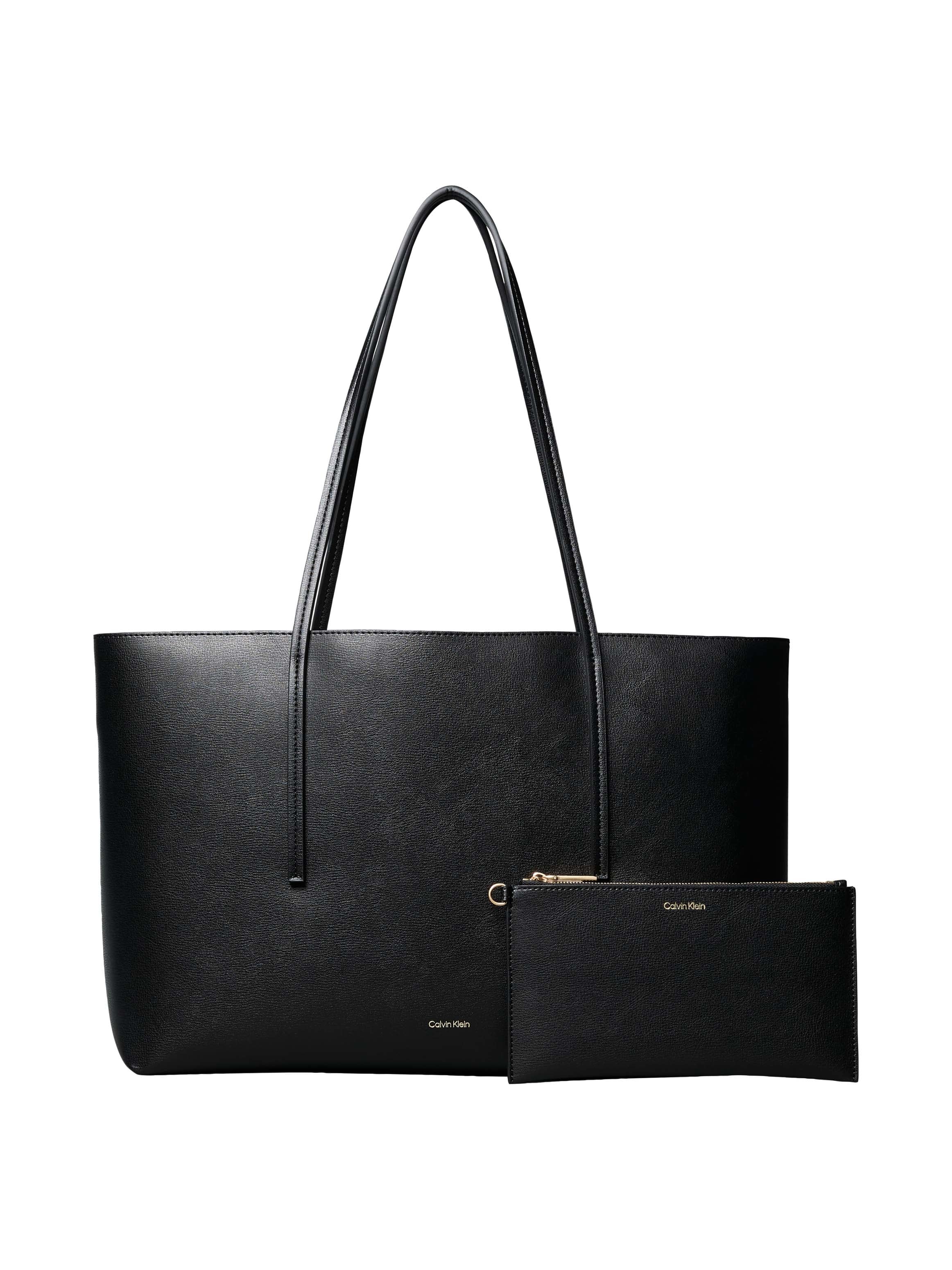 Calvin Klein Henkeltasche "FOIL LOGO TOTE W/POUCH" Damen-Schultertasche mit Reißverschluss-Tasche