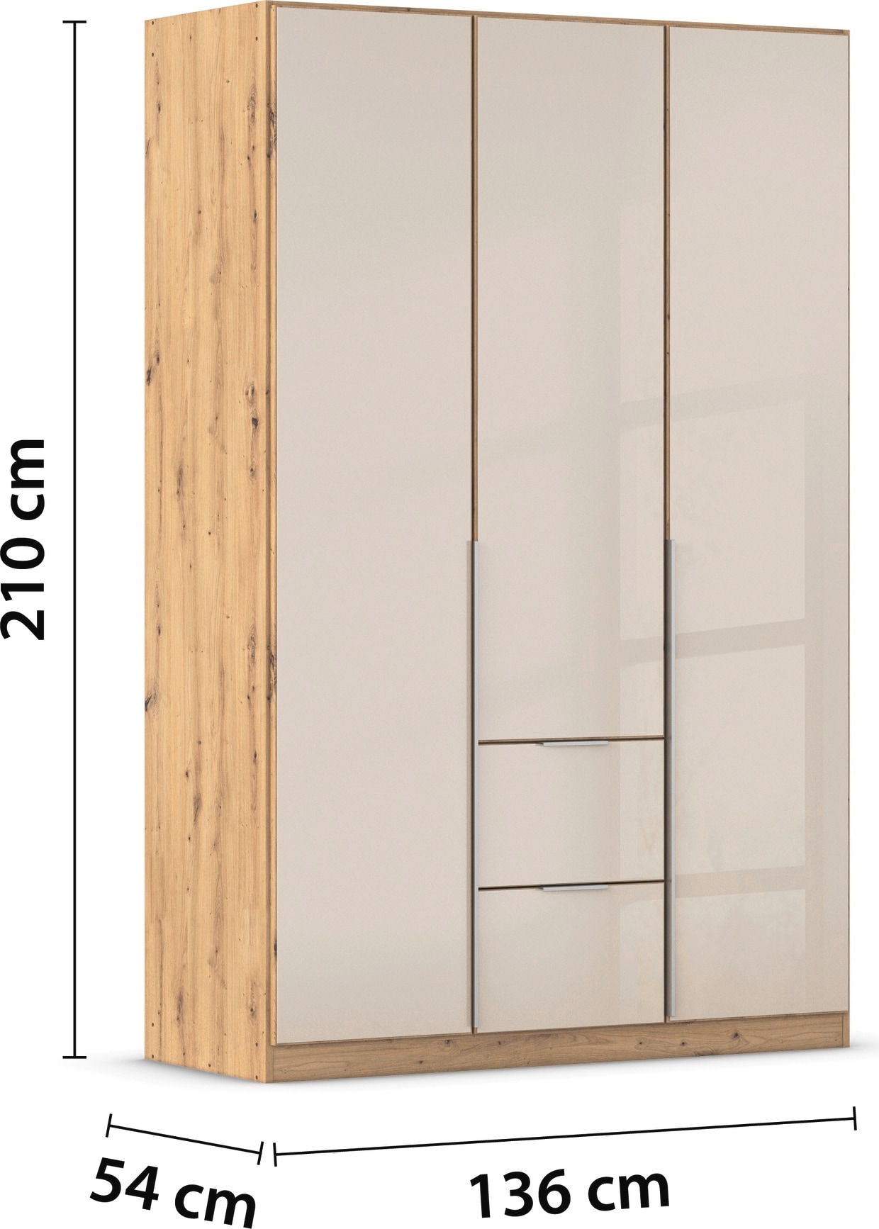 rauch Drehtürenschrank »Kleiderschrank Kleiderschränke Schrank Garderobe AGORDO mit Glasfront«, (in zwei Griff-Farben mit Glasfront), mit Außenschubkästen, in 6 Breiten und 2 Höhen MADE IN GERMANY
