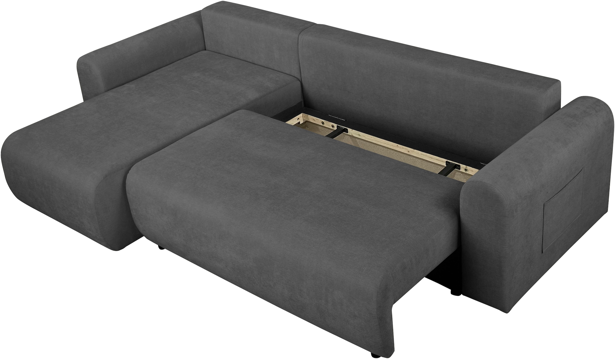 OTTO home Ecksofa »JONAA, 241cm, L-Form, Schlafsofa, Boxspringfederung, Dauerschläfer« 133/200cm, Recamiere links/rechts, Bettkasten, Cord u. Struktur