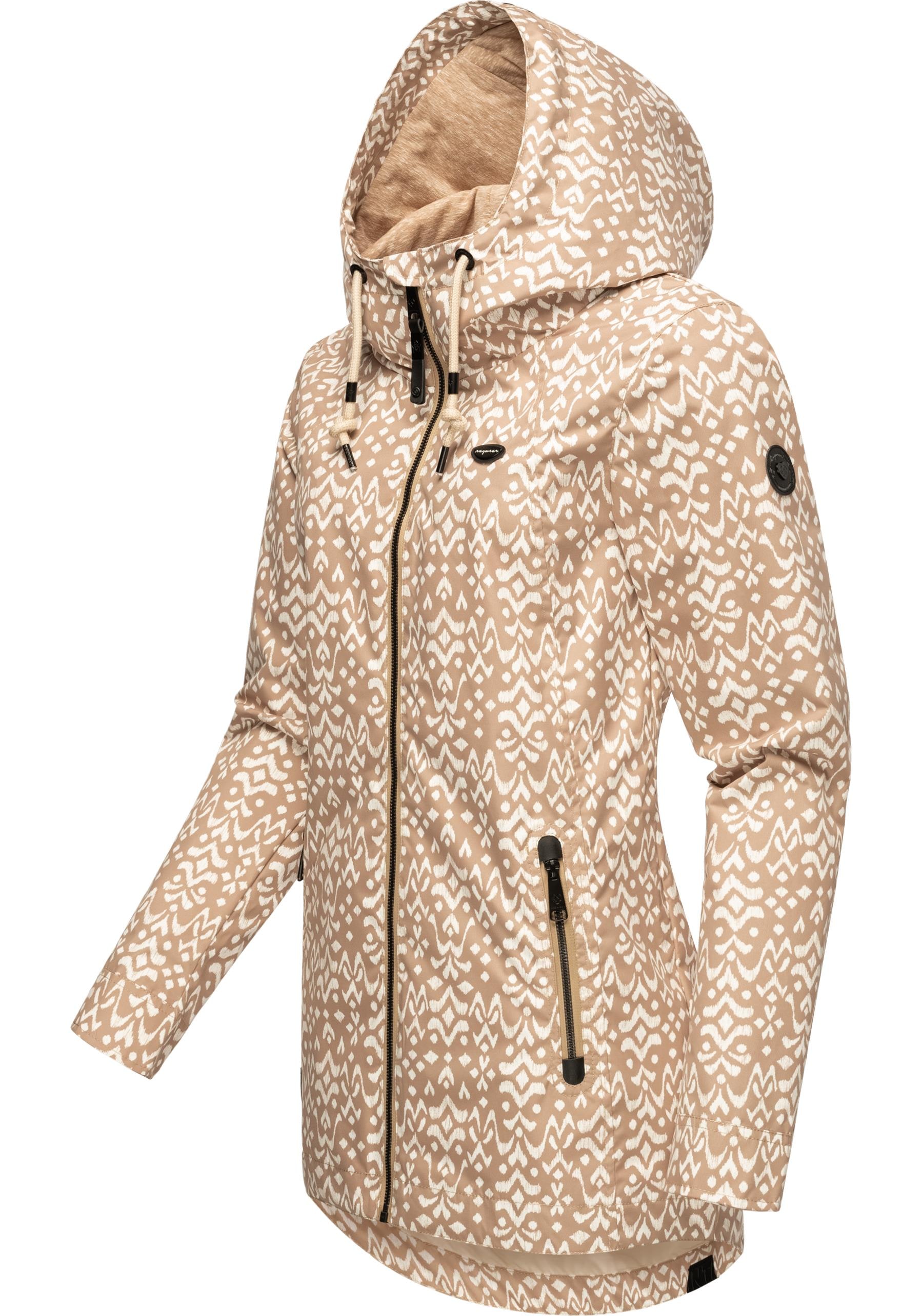 Ragwear Outdoorjacke »Zuzka Ikat«, mit Kapuze, Wasserdichte Übergangsjacke mit großer Kapuze
