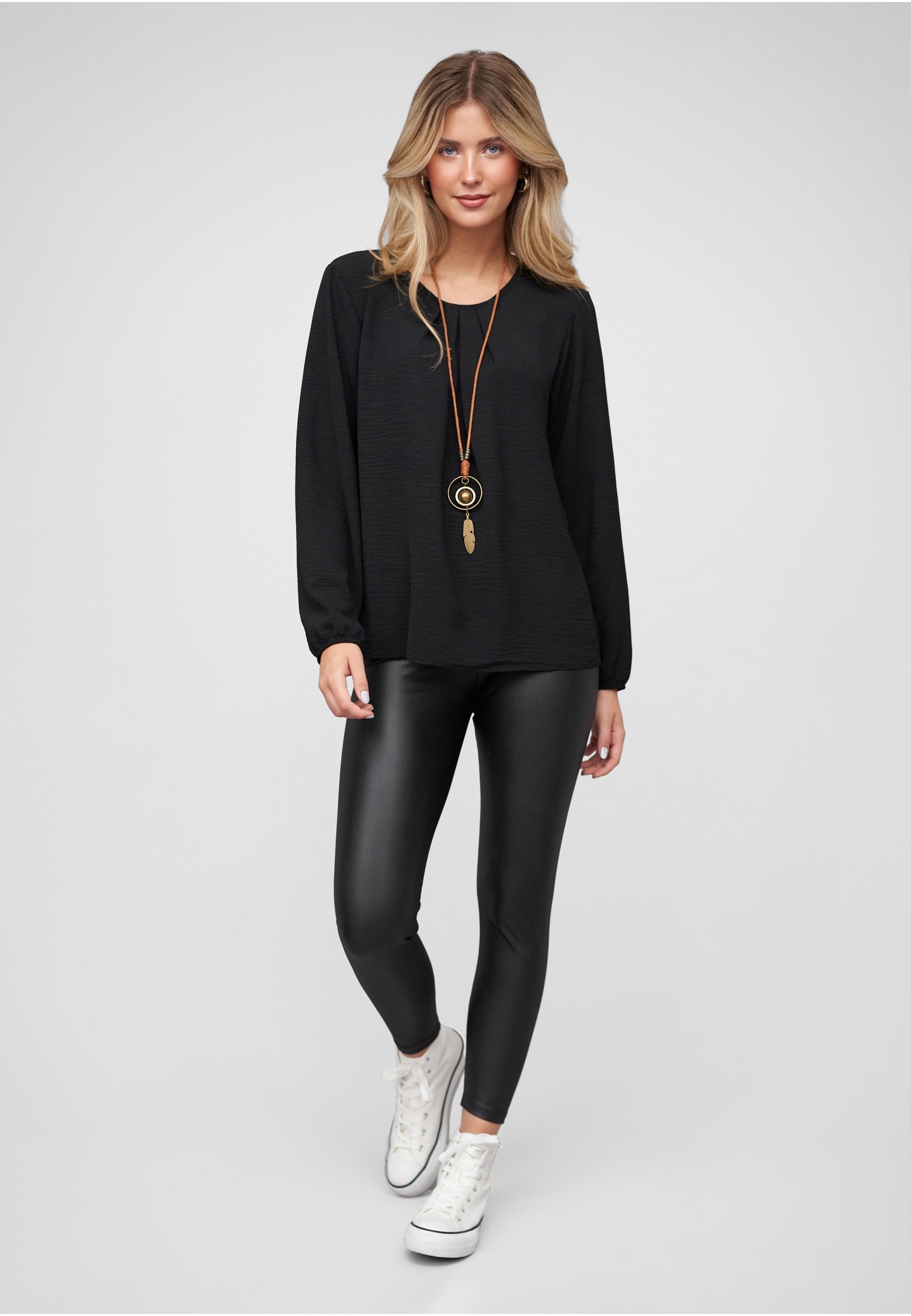 CLOUD 5IVE Klassische Bluse »CLOUD 5IVE Longsleeve Blouse with Necklace«