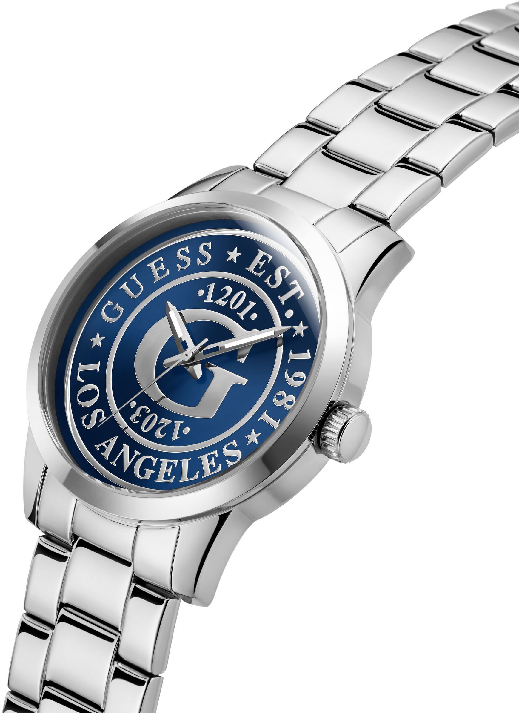 Guess Quarzuhr »COLLEGIATE G«, Armbanduhr, Herrenuhr, Edelstahlarmband