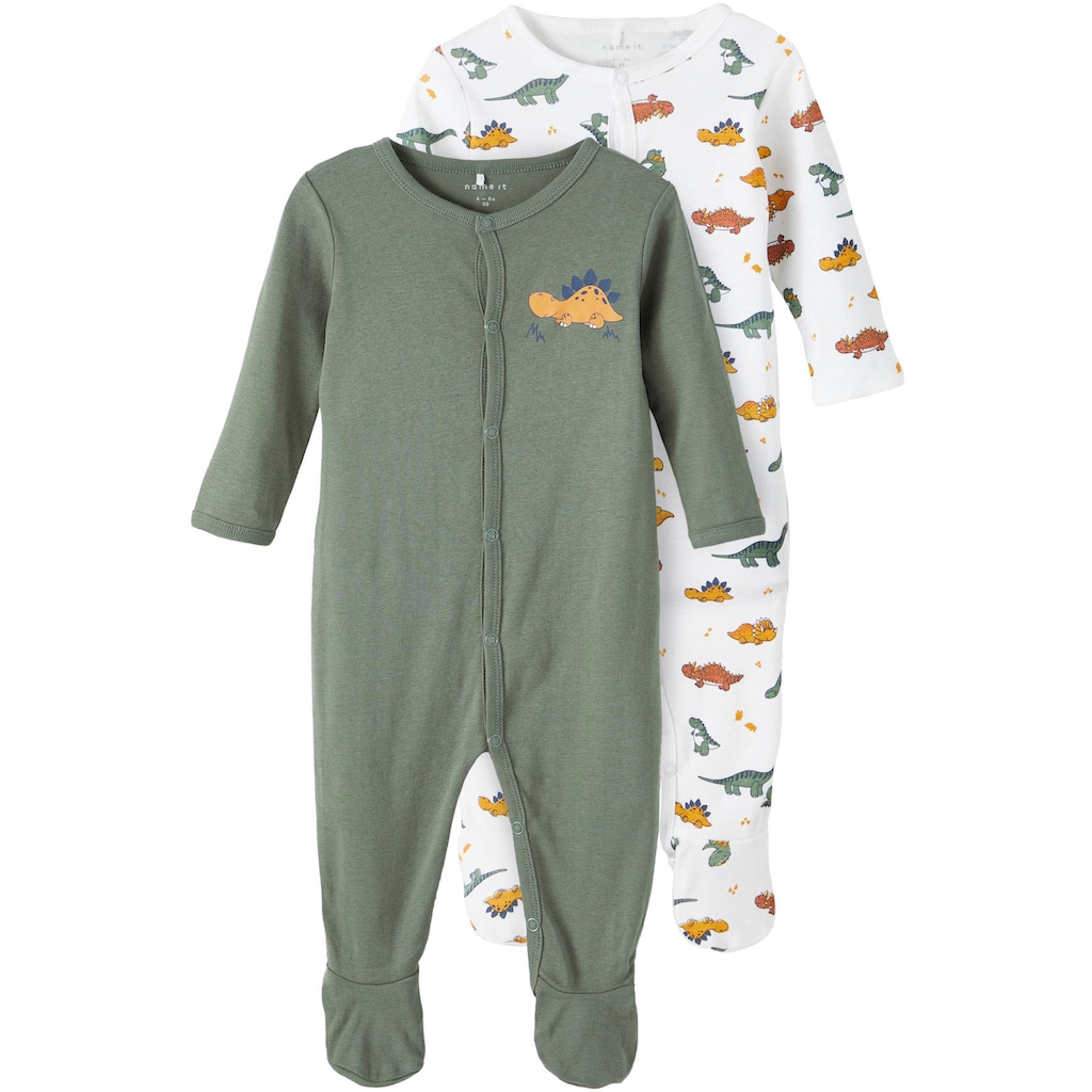 Name It Schlafoverall »NBMNIGHTSUIT 2P W/F LAUREL DINO«, (Packung, 2 tlg.)