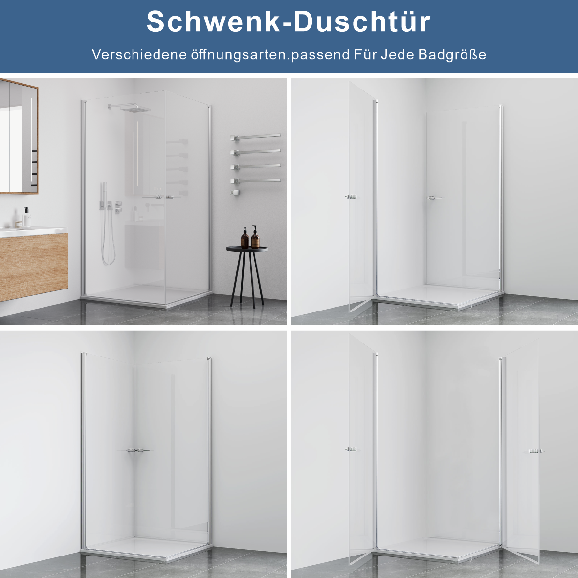 OTTO home Eckdusche »Firenze« Rahmenloses Design mit extravaganten Griffen, 6mm ESG