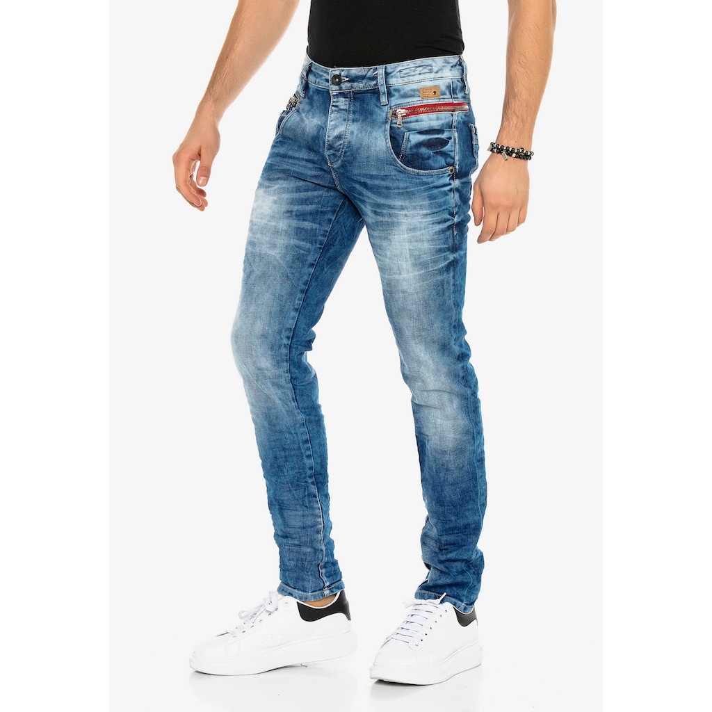 Cipo & Baxx Slim-fit-Jeans, in verwaschenem Design in Straight Fit