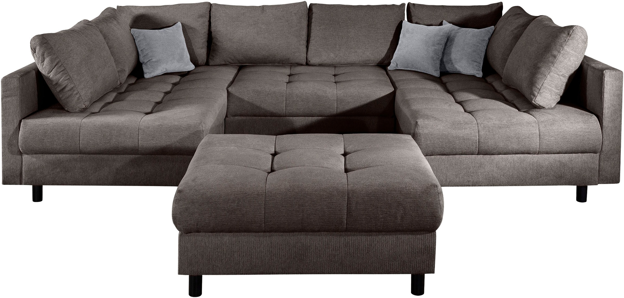 COLLECTION AB Wohnlandschaft "Toni U-Form, B: 298 cm, XXL-Liegefläche 282x178 cm mit Hocker" Set: Sofa & Hocker, 3 Zierkissen, Federkern