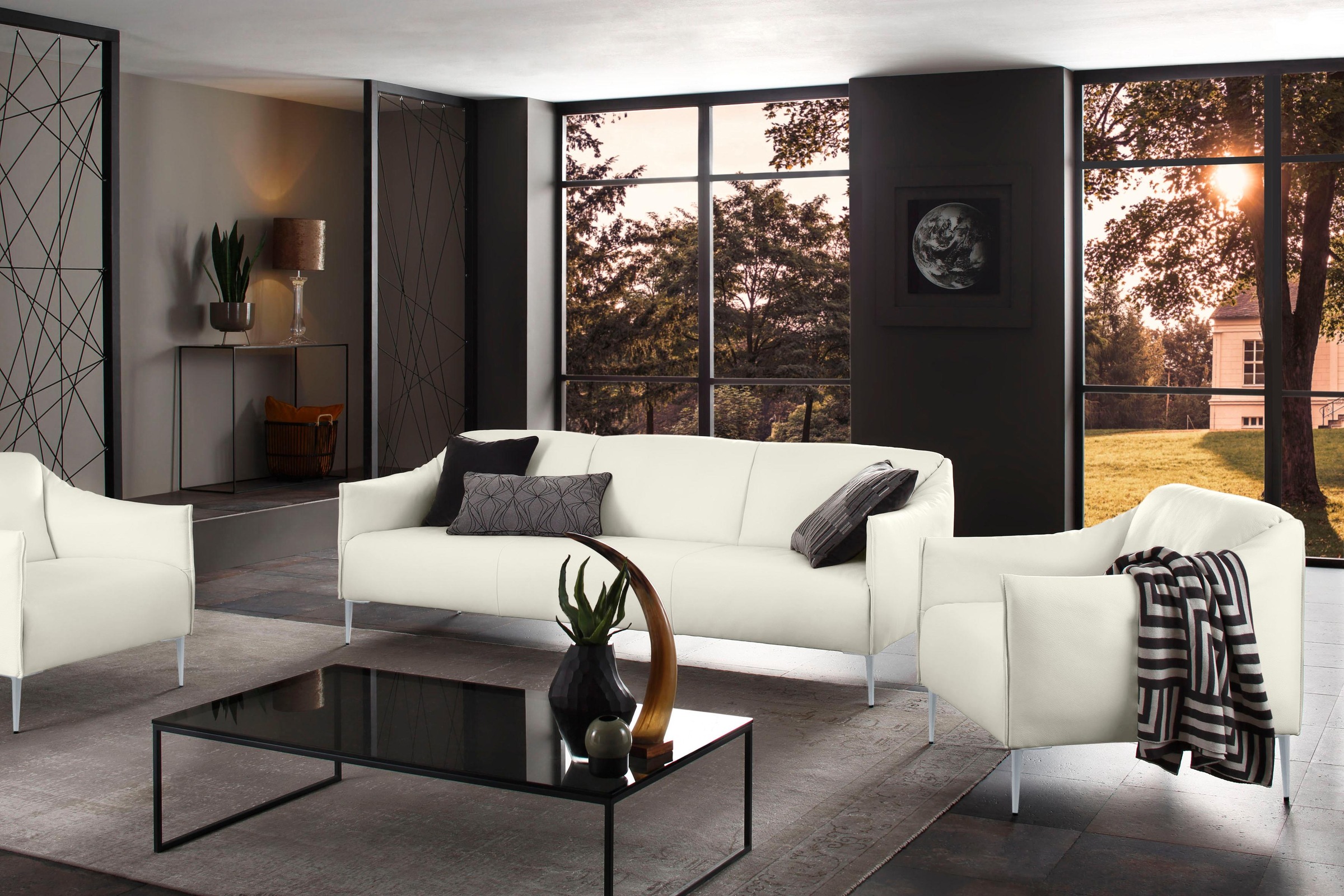 W.SCHILLIG 3-Sitzer »sally«, mit Metallfüßen in Silber matt, Breite 224 cm