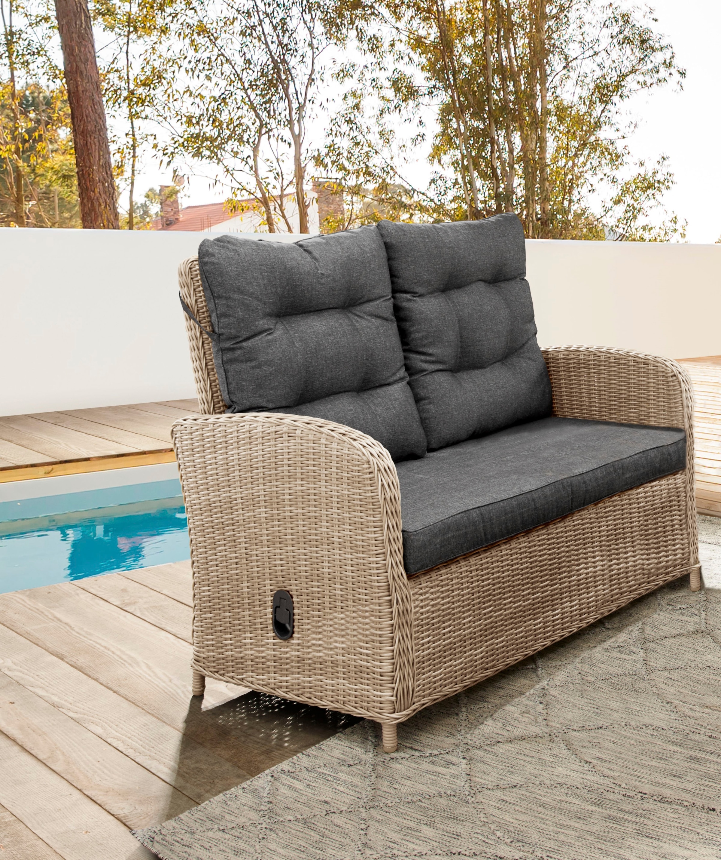 verstellbar, Polyrattan, inkl. BAUR | stufenlos Rückenlehne Destiny Auflagen II«, Loungesofa »MERANO