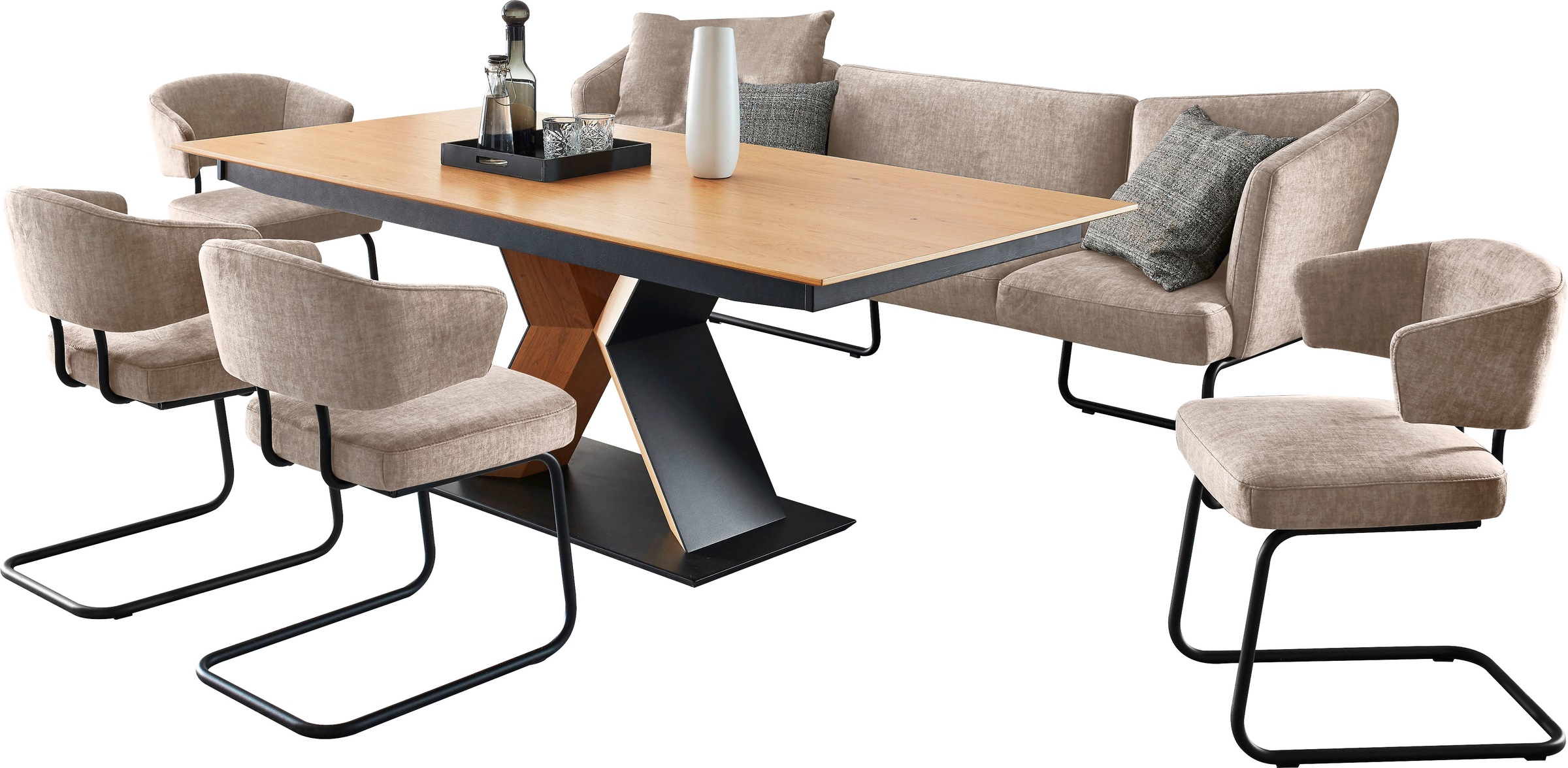 K+W Komfort & Wohnen Essgruppe "Mikkado Tube" 6 Stk. tlg. 4 Freischwinger u günstig online kaufen