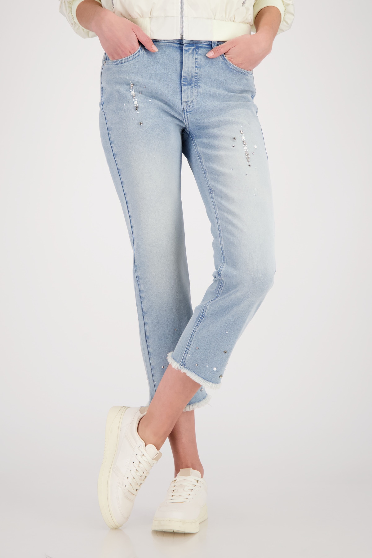 Monari 7/8-Hose "Hose Greta short Schmuck" Regular fit mit Schmuckdetails