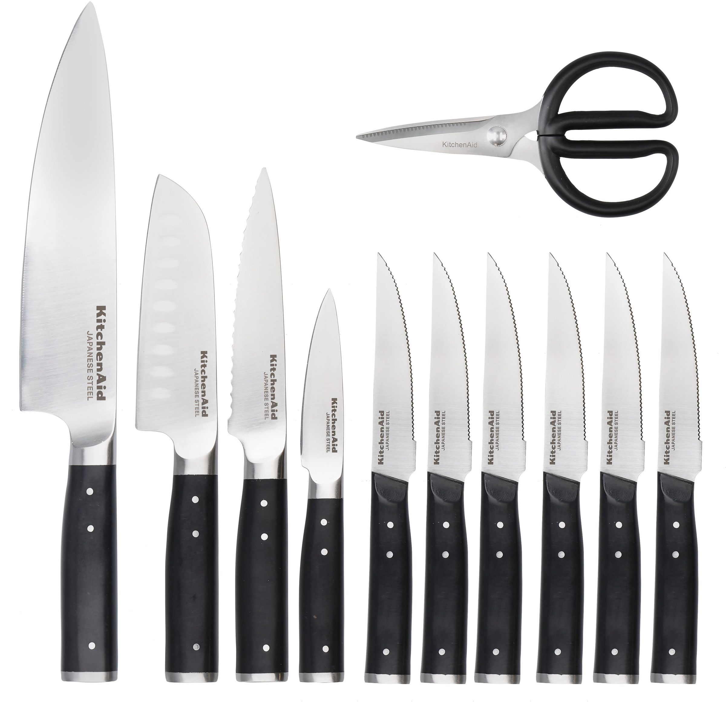 KitchenAid Gourmet 11 Piece Knife Set with Sharpener & Birchwood Block