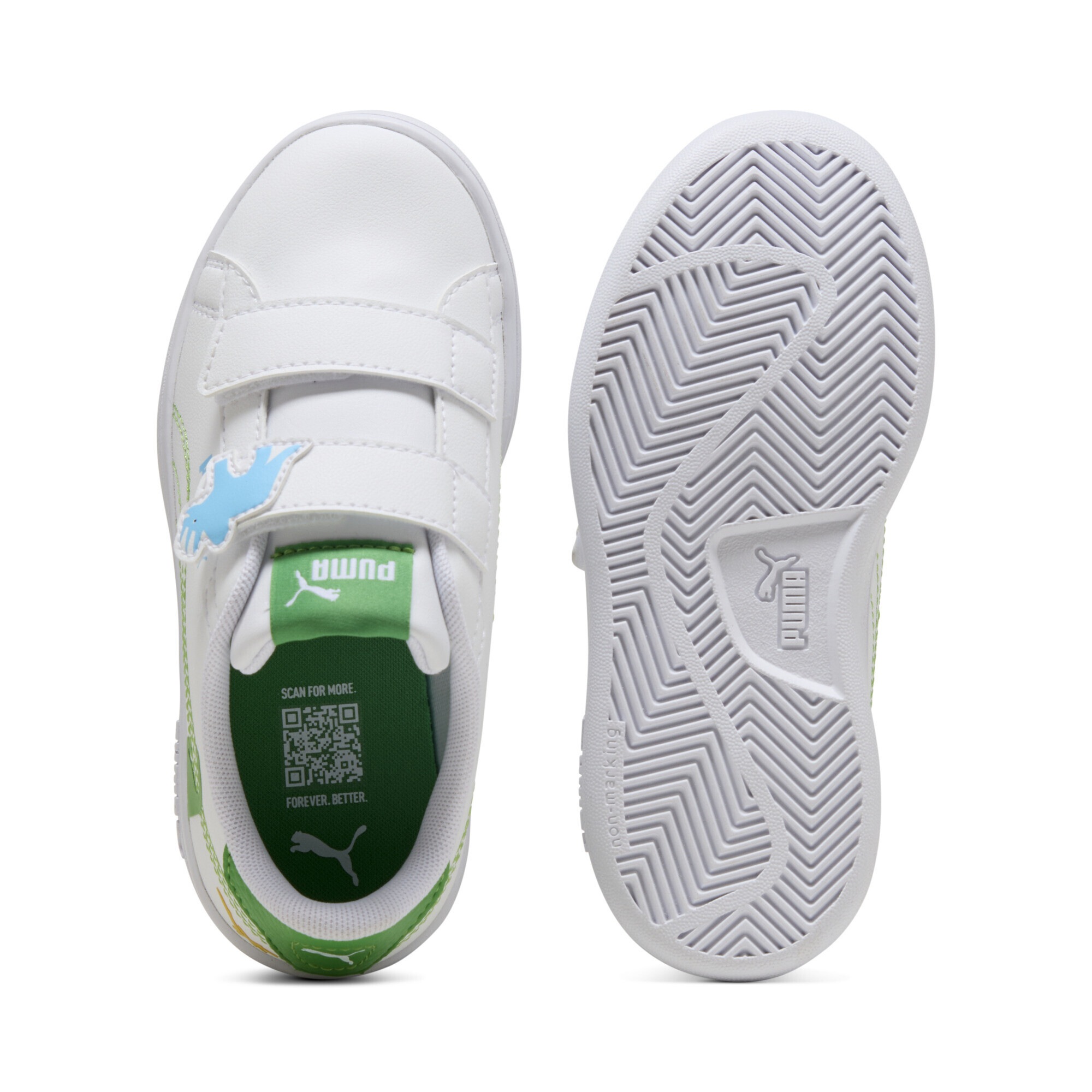 Puma Smash 3.0 Dino Sneakers Kids White Green 30 3