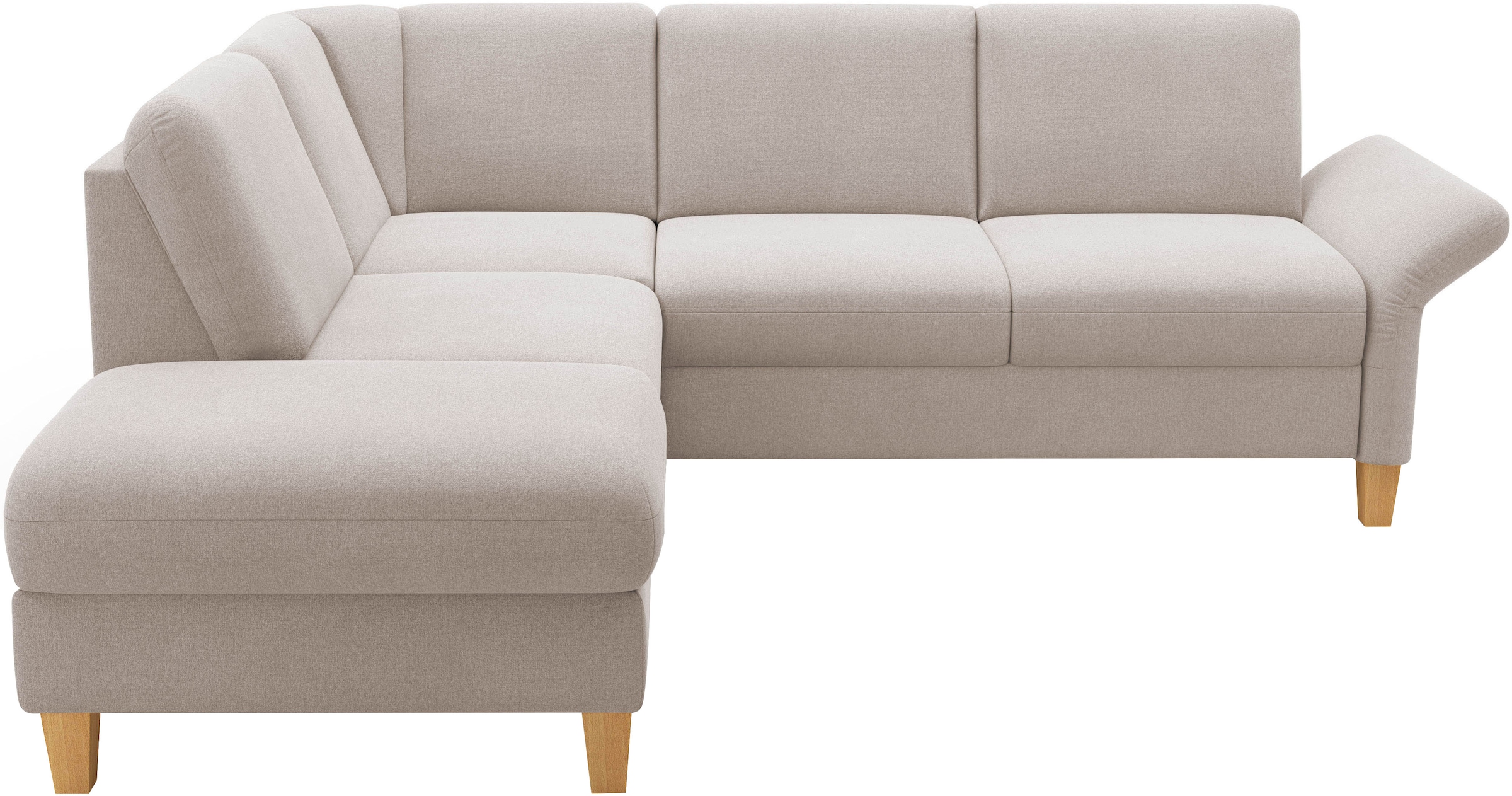 Home affaire Ecksofa »Rochelle«, wahlweise mit Armlverstellung, Klappbett mit Rollen & Bettkasten