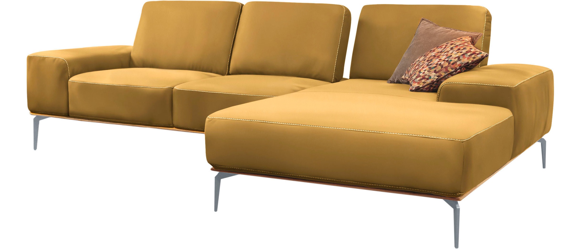 Thumbnail - W.SCHILLIG Ecksofa "run, Designsofa mit tollem Sitzkomfort, bequem, L-Form", mit elegantem Holzsockel, Füße in Silber ma...