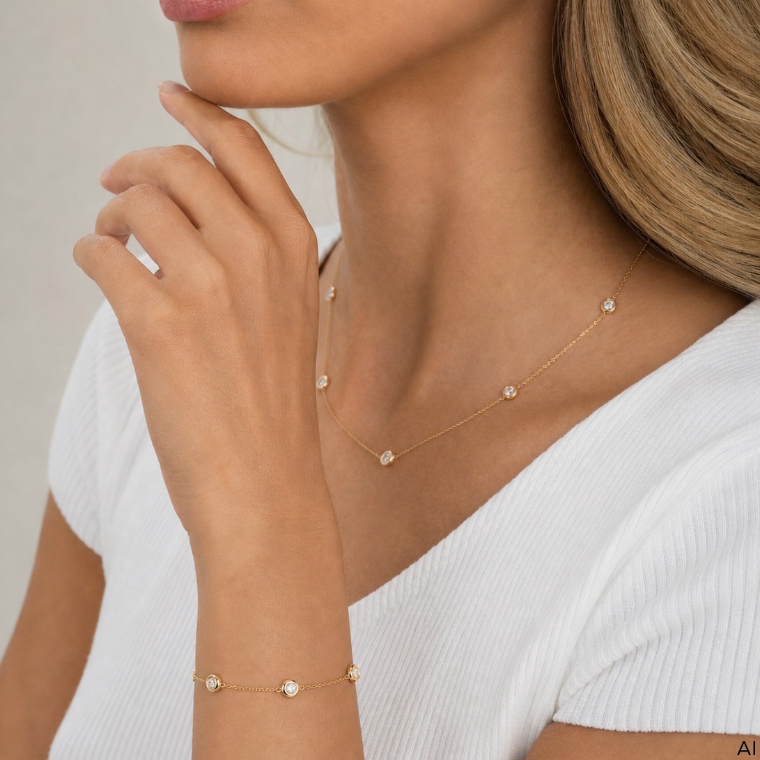 Fascination by Ellen K. Collierkettchen »Gelbgold 375 mit Zirkonia und Ankerkette 42+3,5cm«