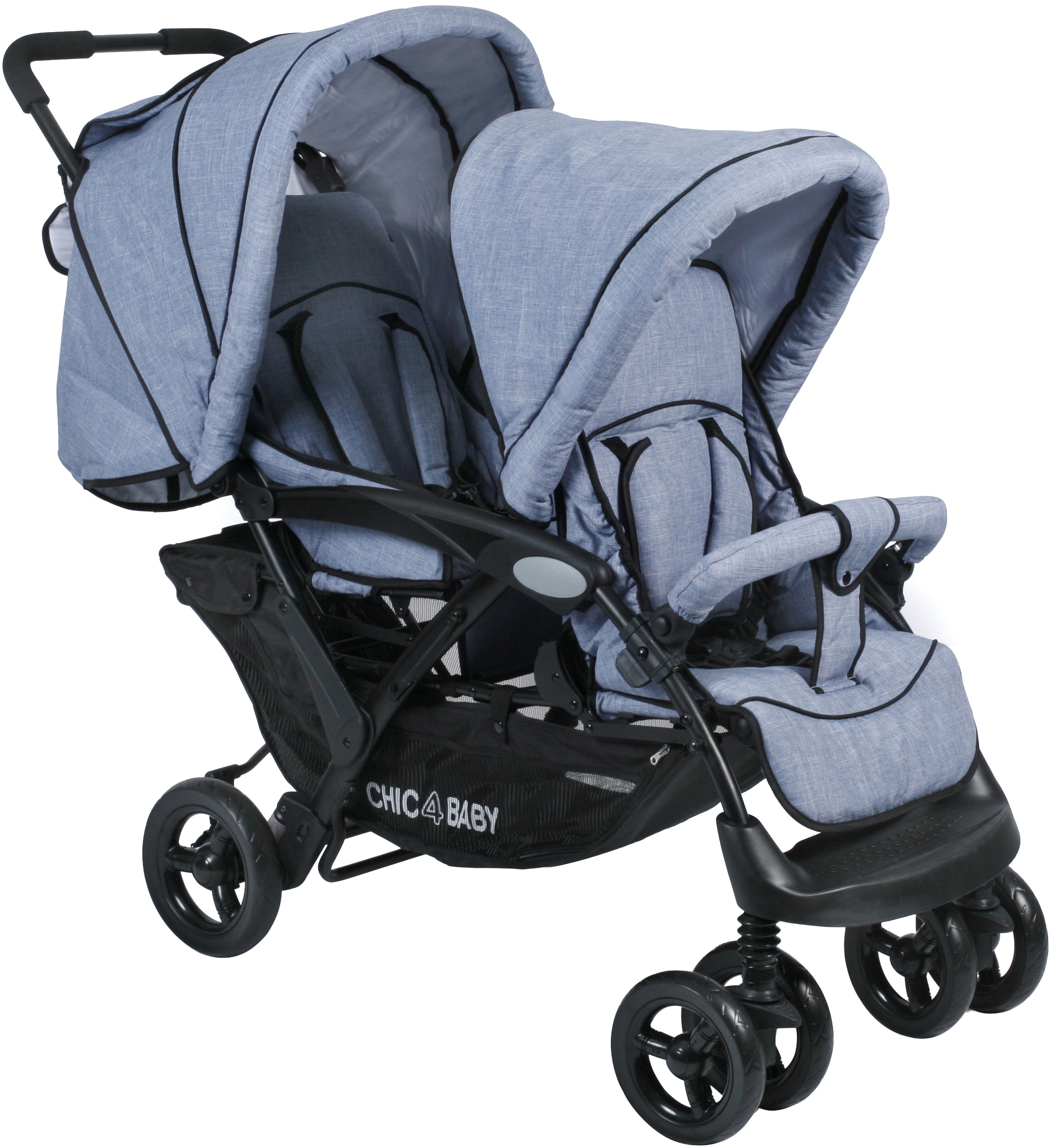 CHIC4BABY Geschwisterwagen "Duo" mit feststellbaren Doppelschwenk-Vorderrädern