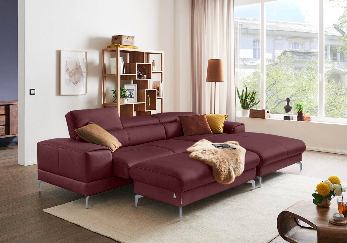 W.SCHILLIG Polsterhocker "piedroo, Designsofa mit tollem Sitzkomfort, bequem, L-Form" Füße in Silber matt