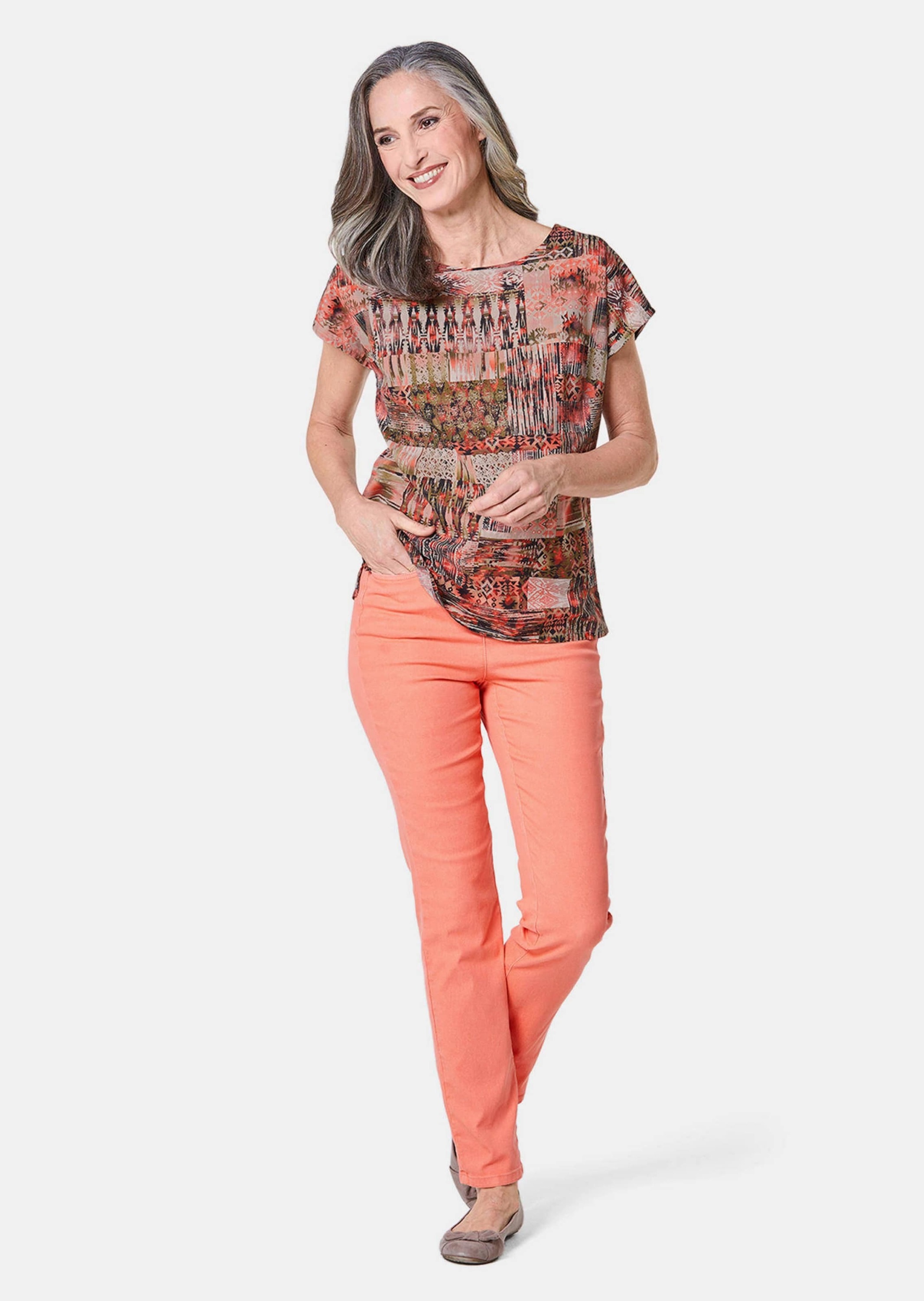 Thumbnail - GOLDNER Druckbluse "Kurzgröße Druckbluse aus reiner Baumwolle" Ohne