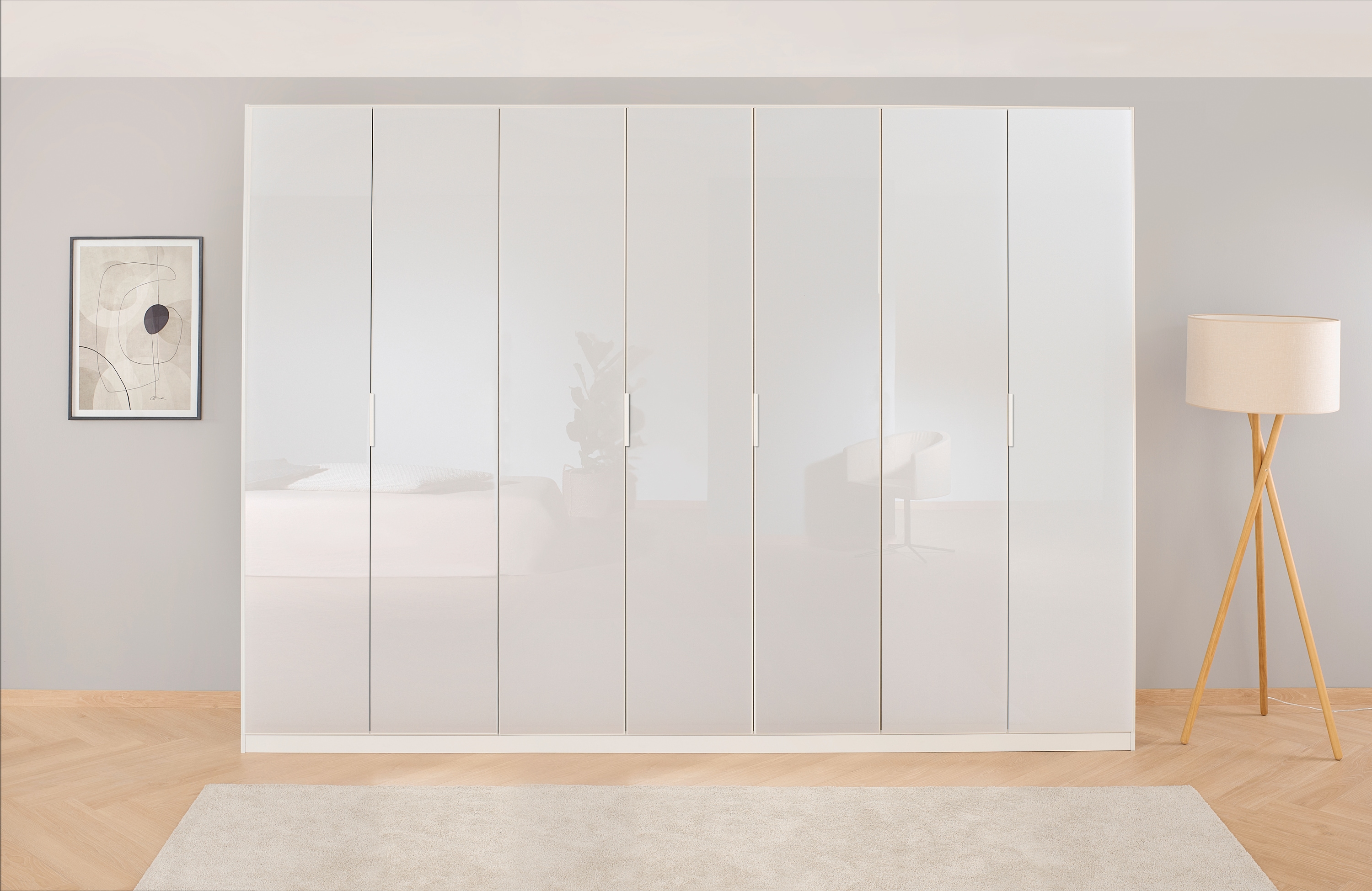 OTTO home "Mehrzweckschrank Aktenschrank Möbel Mietswohnung Schlafzimmer KOLUNA" Breiten 181/226/271/315 cm Höhen 210/229 cm, hochwertige Glas-Front, inkl. 2 Innenschubladen sowie extra Einlegeböden MADE IN GERMANY