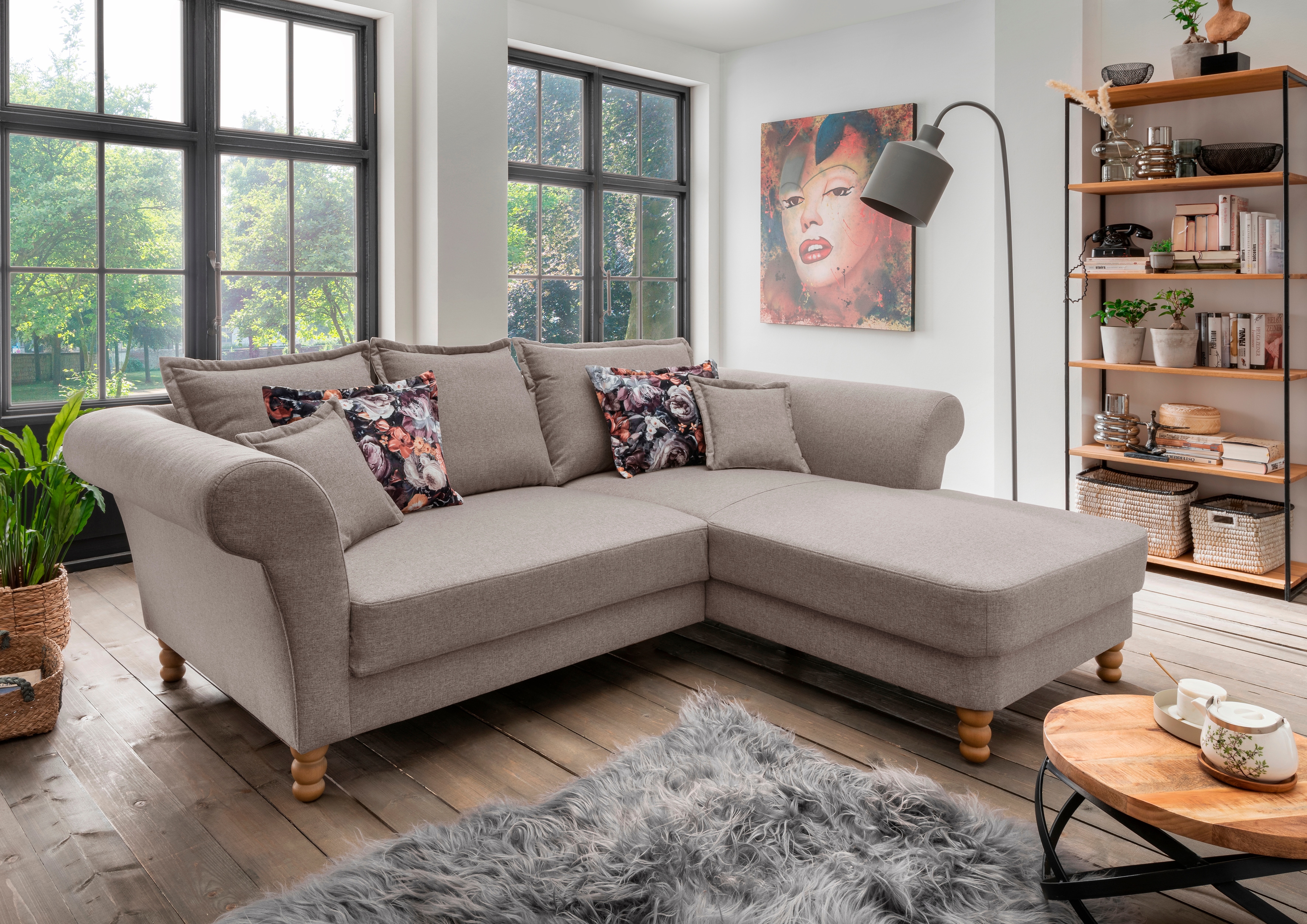 Home affaire Ecksofa "Tassilo Mega Polsterecke mit Kaltschaum im Sitz, bequem, L-Form" hoher Sitzkomfort, Breite 262cm, Komfortsitzhöhe 48cm, zeitlos elegant