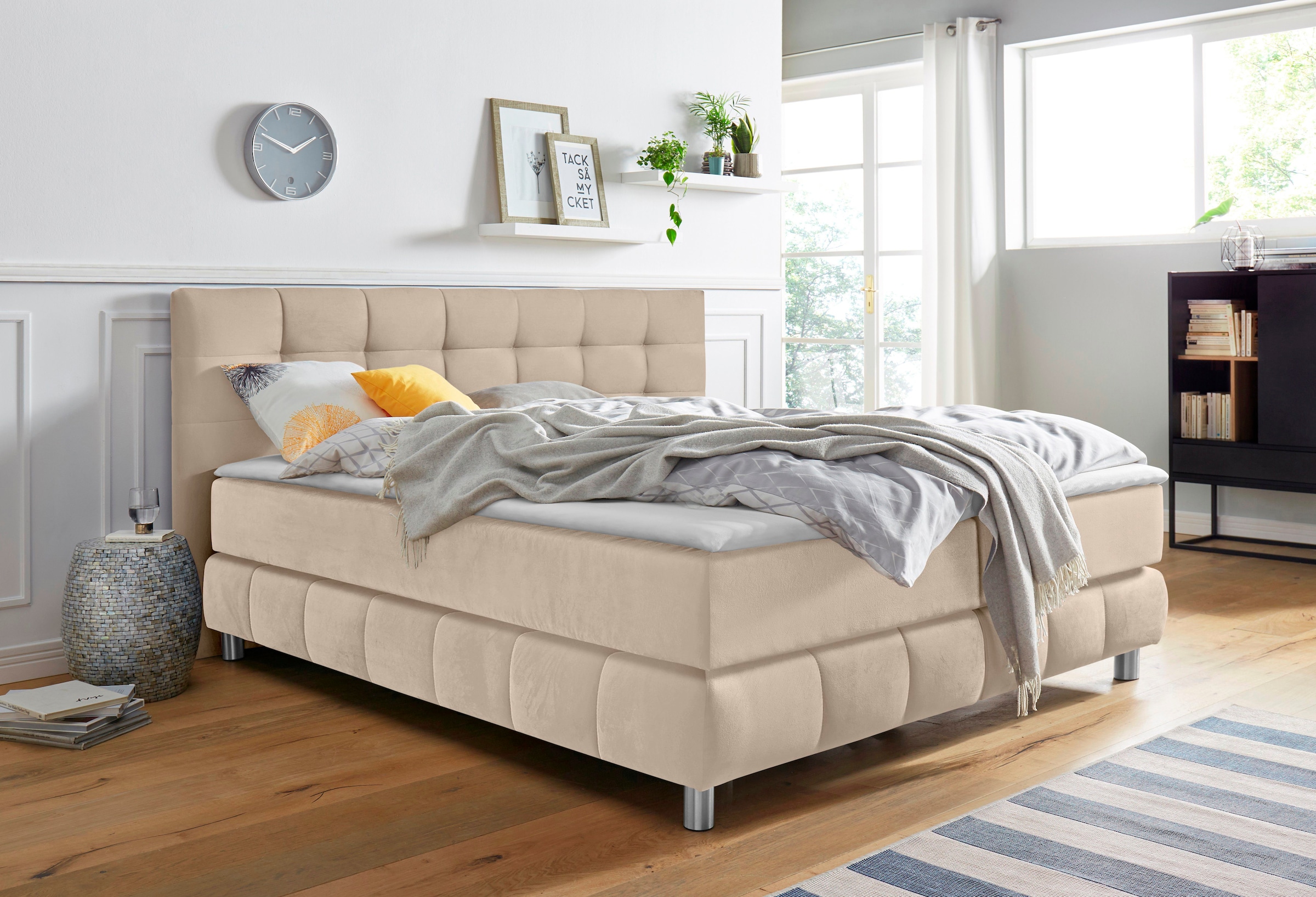 andas Boxspringbett "Salo XXL", in Samtoptik oder Struktur, 6 Breiten in Üb günstig online kaufen