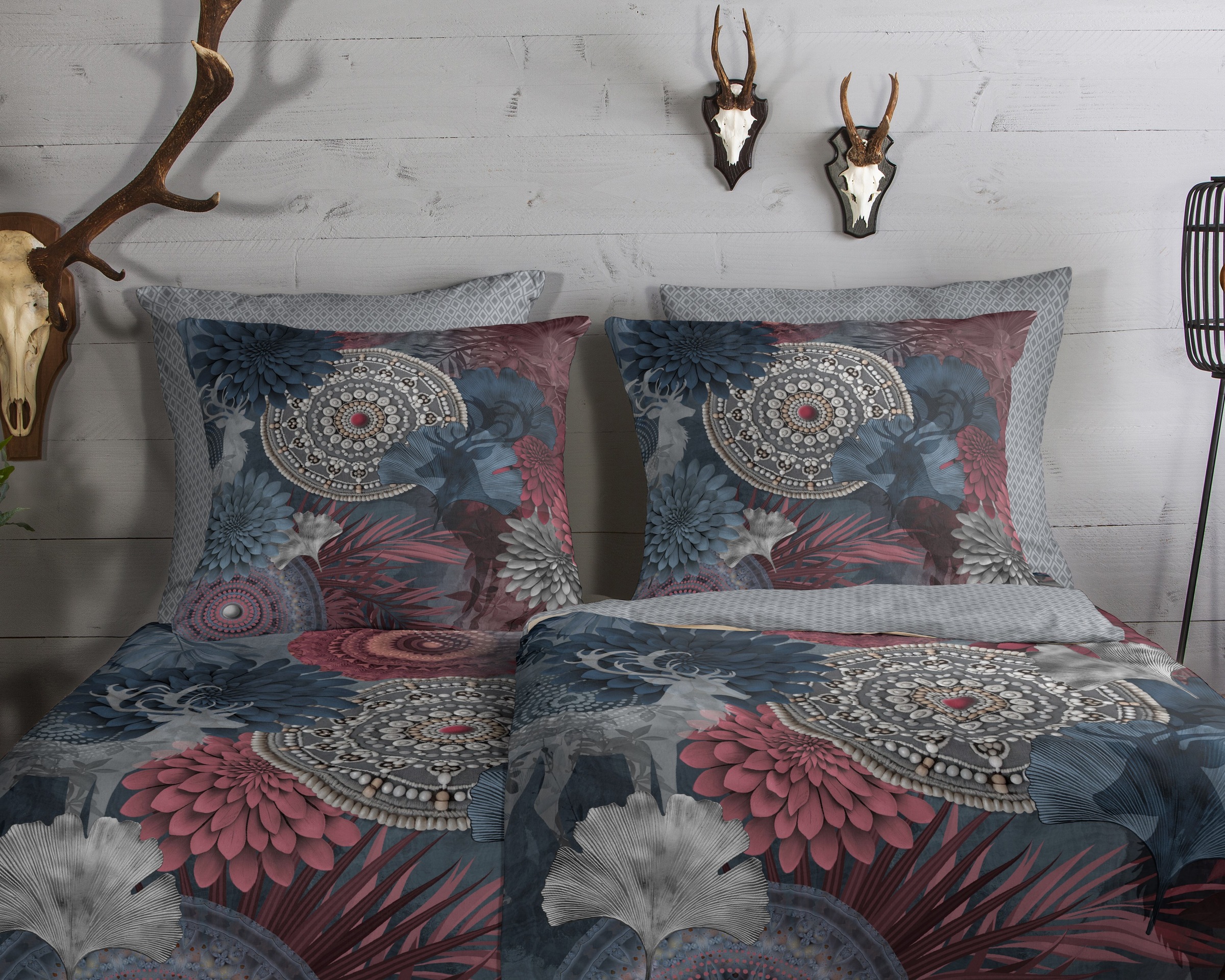 Thumbnail - hip Wendebettwäsche "Makenna" 2 Stk. tlg. Flanell, Biber, Winter, Warm, Reißverschluss, Wende, Mandala, Hirsch