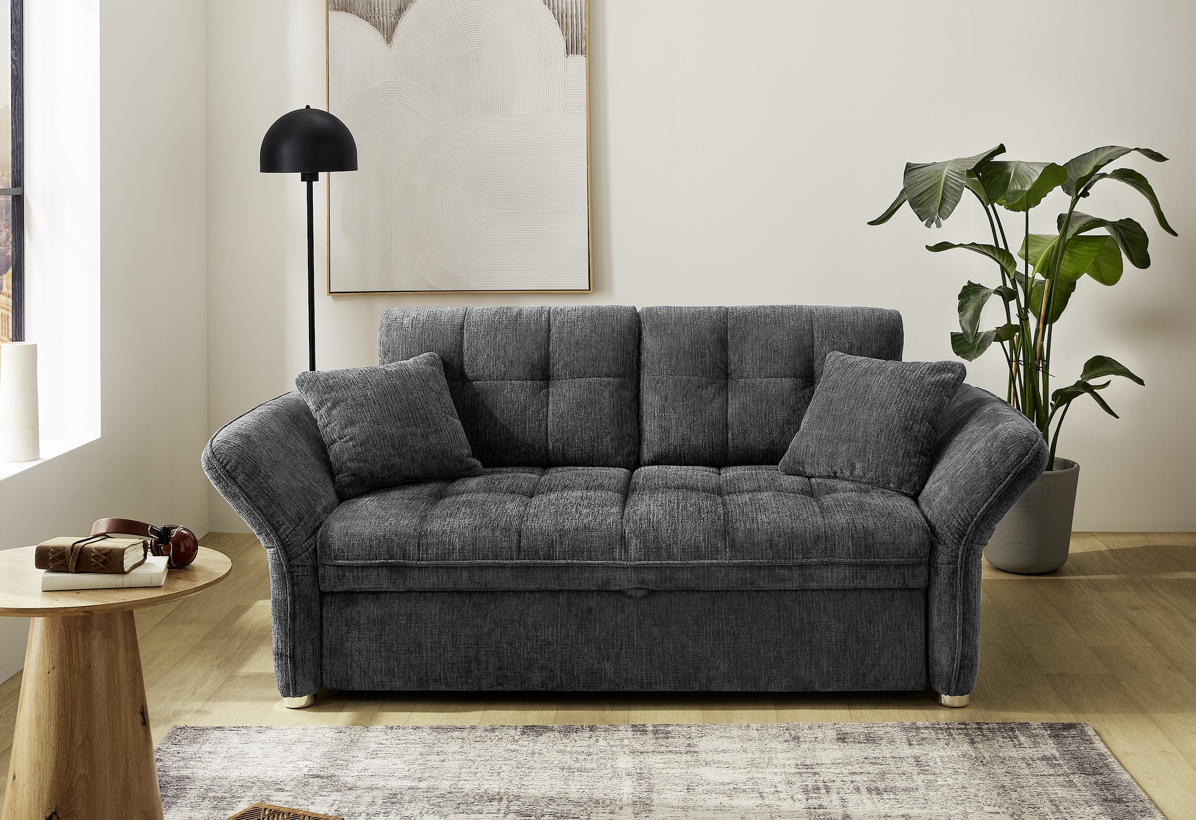 Jockenhöfer Gruppe Schlafsofa "Leon, B: 147 - 187 cm, Liegefl. 120 - 160x200 cm, Breite wählbar" mit Schlaffunktion & Zierkissen, in 3 Breiten