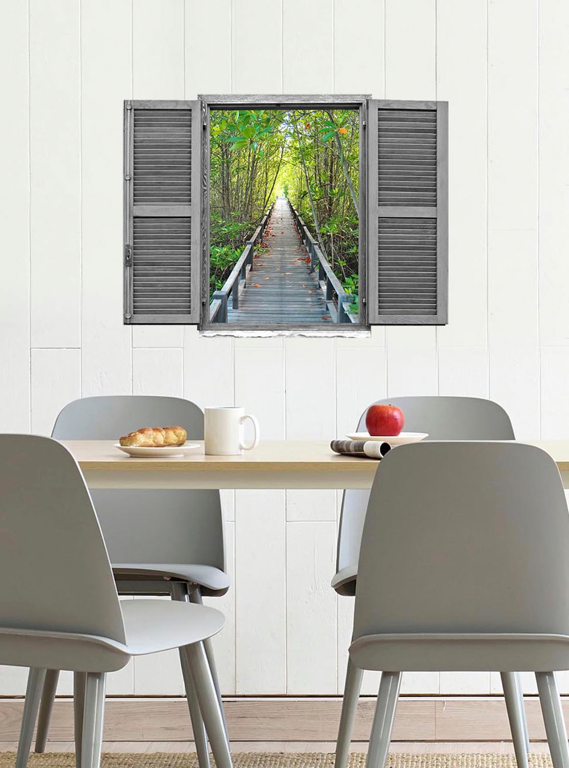 queence Wandtattoo "Brücke im Wald", (1 St.), Wandsticker, Wandbild, selbst günstig online kaufen