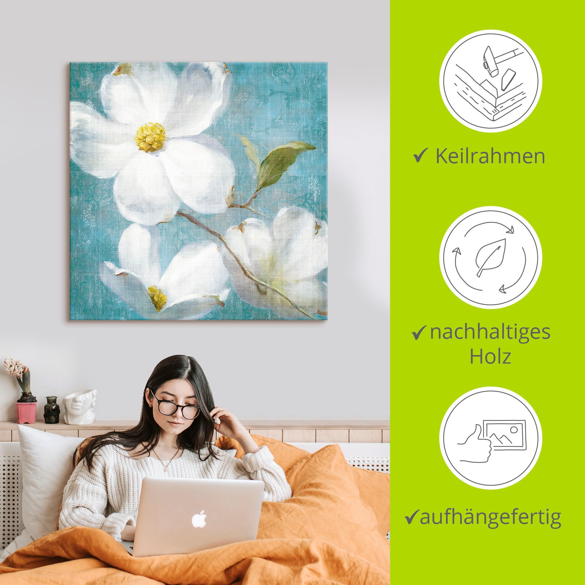 Artland Wandbild »Vintage Blüte IV«, Blumen, (1 St.), als Leinwandbild, Poster in verschied. Größen