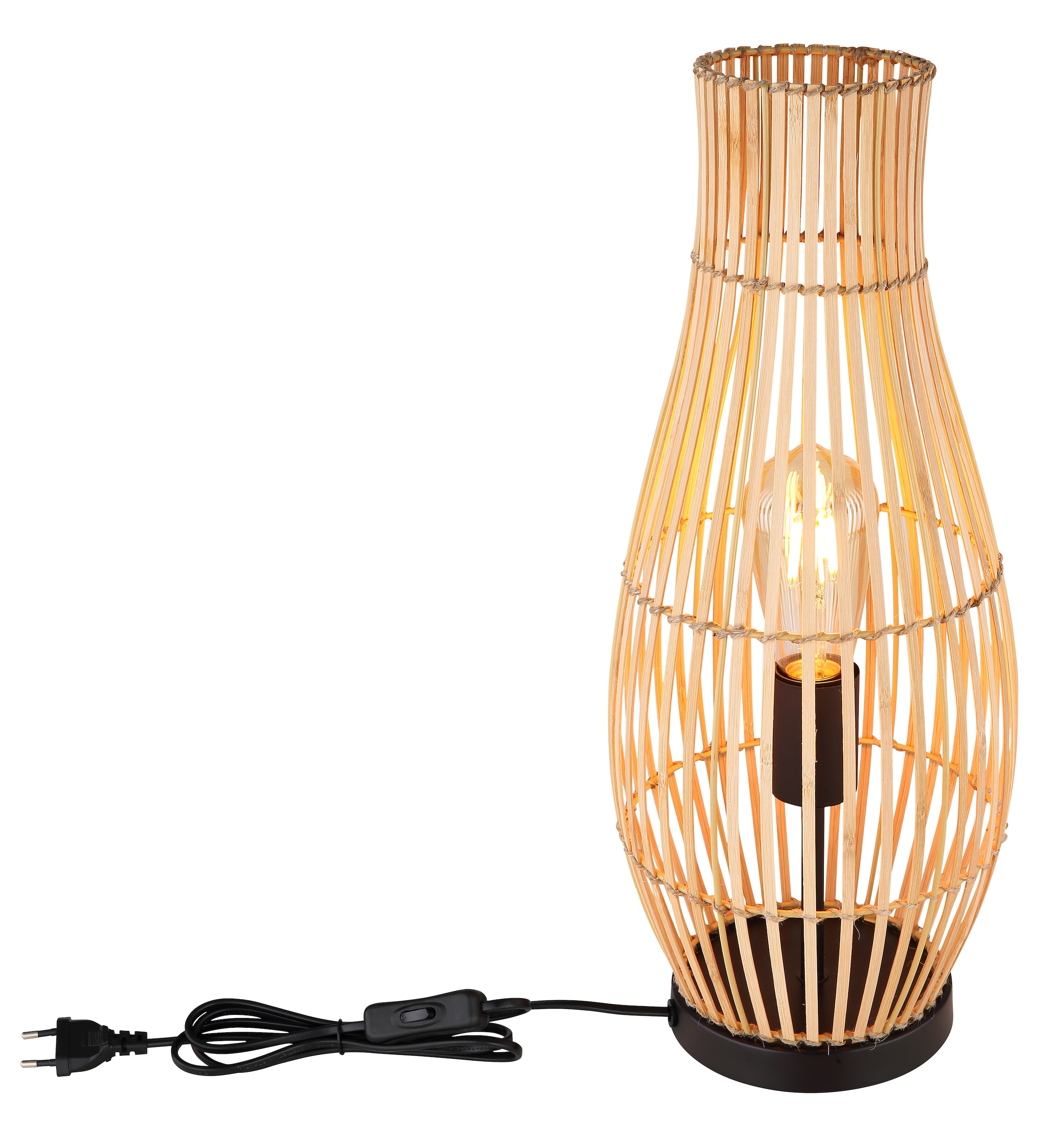 GLOBO LIGHTING Tischleuchte »LAGLIO«, Leuchtmittel E27 | ohne Leuchtmittel, Tischlampe/Schlafzimmer/Wohnzimmer/bambus/Hanf braun