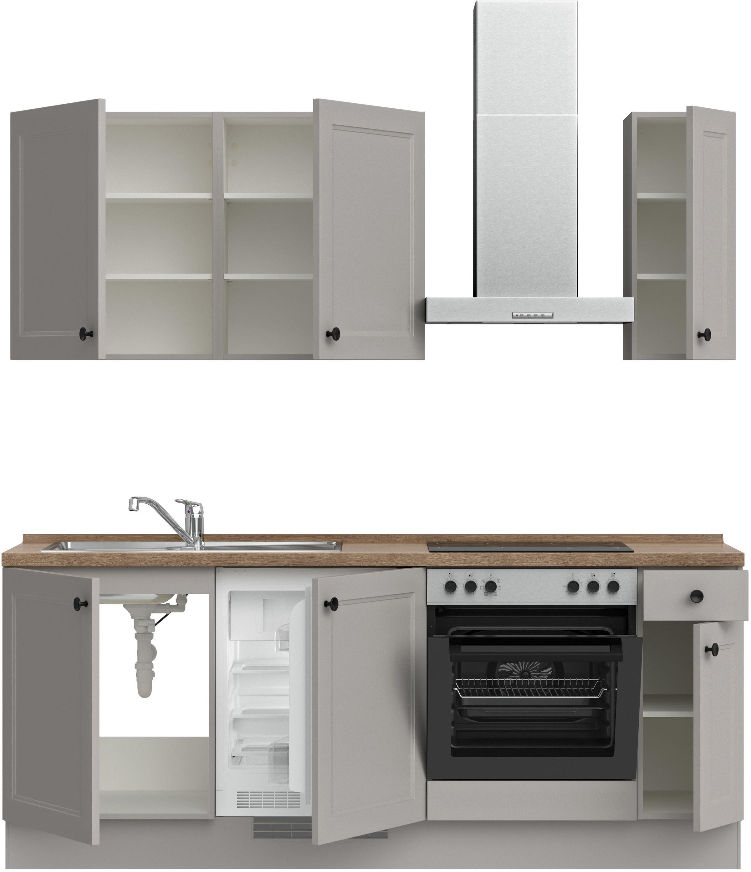 nobilia® Küchenzeile »"Cascada I"«, vormontiert, Ausrichtung wählbar, Breite 210 cm, wahlw. mit E-Geräten