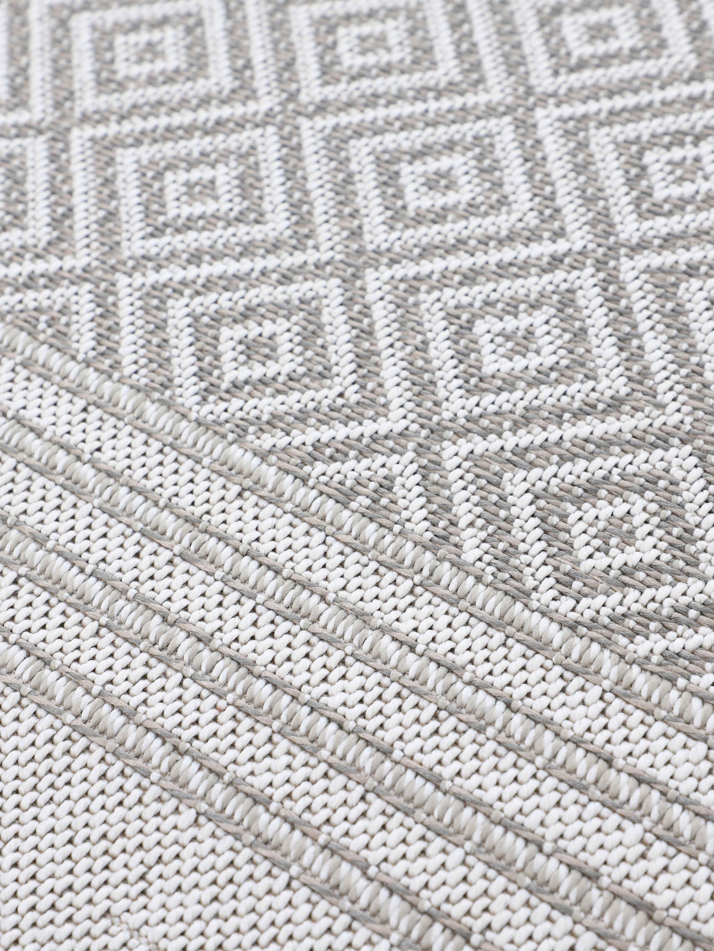 carpetfine Teppich »Boho 103«, rechteckig, 4 mm Höhe, robustes Flachgewebe, Sisal Optik, UV-beständig, Außenbereich