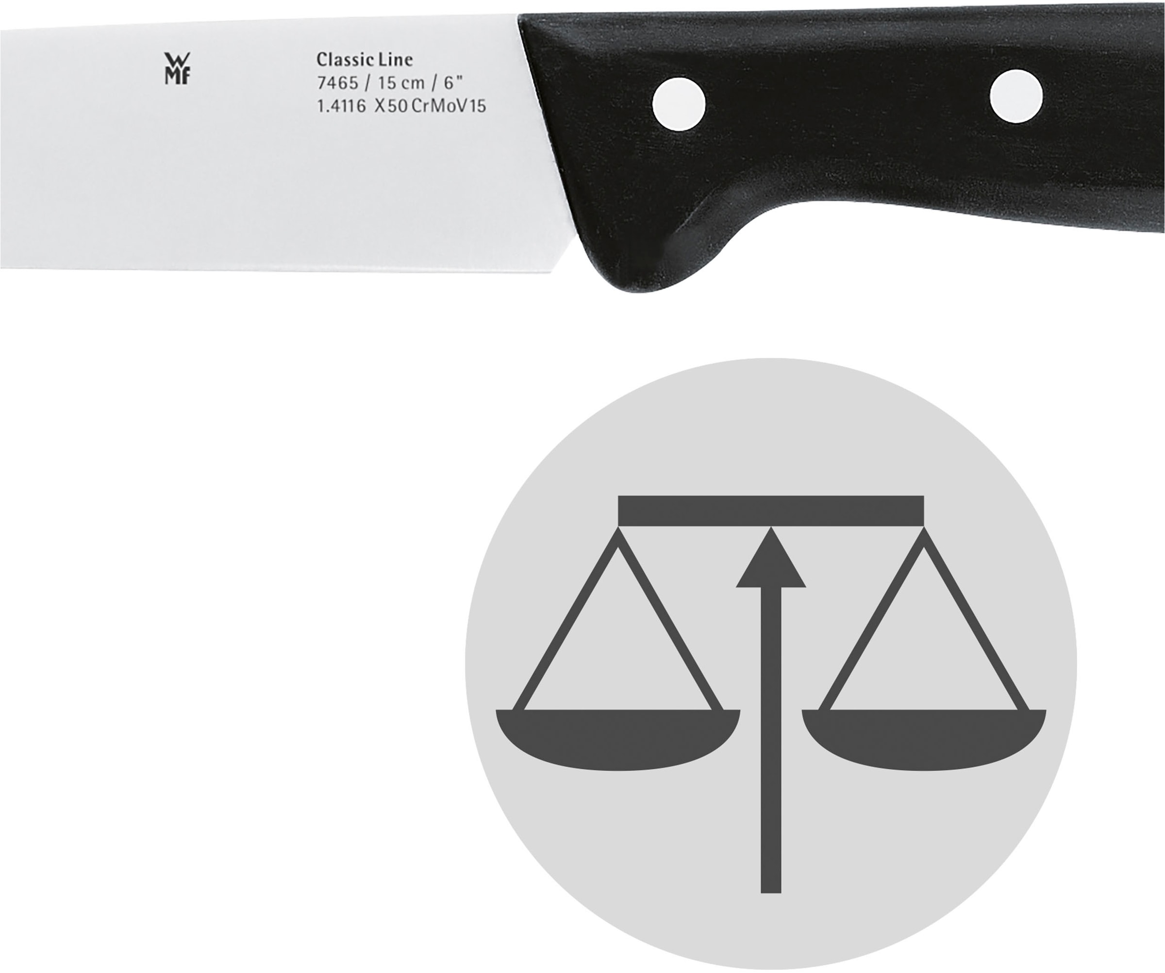 WMF Kochmesser »Classic Line«, (1 tlg.), langlebiger Spezialklingenstahl, genieteter Griff