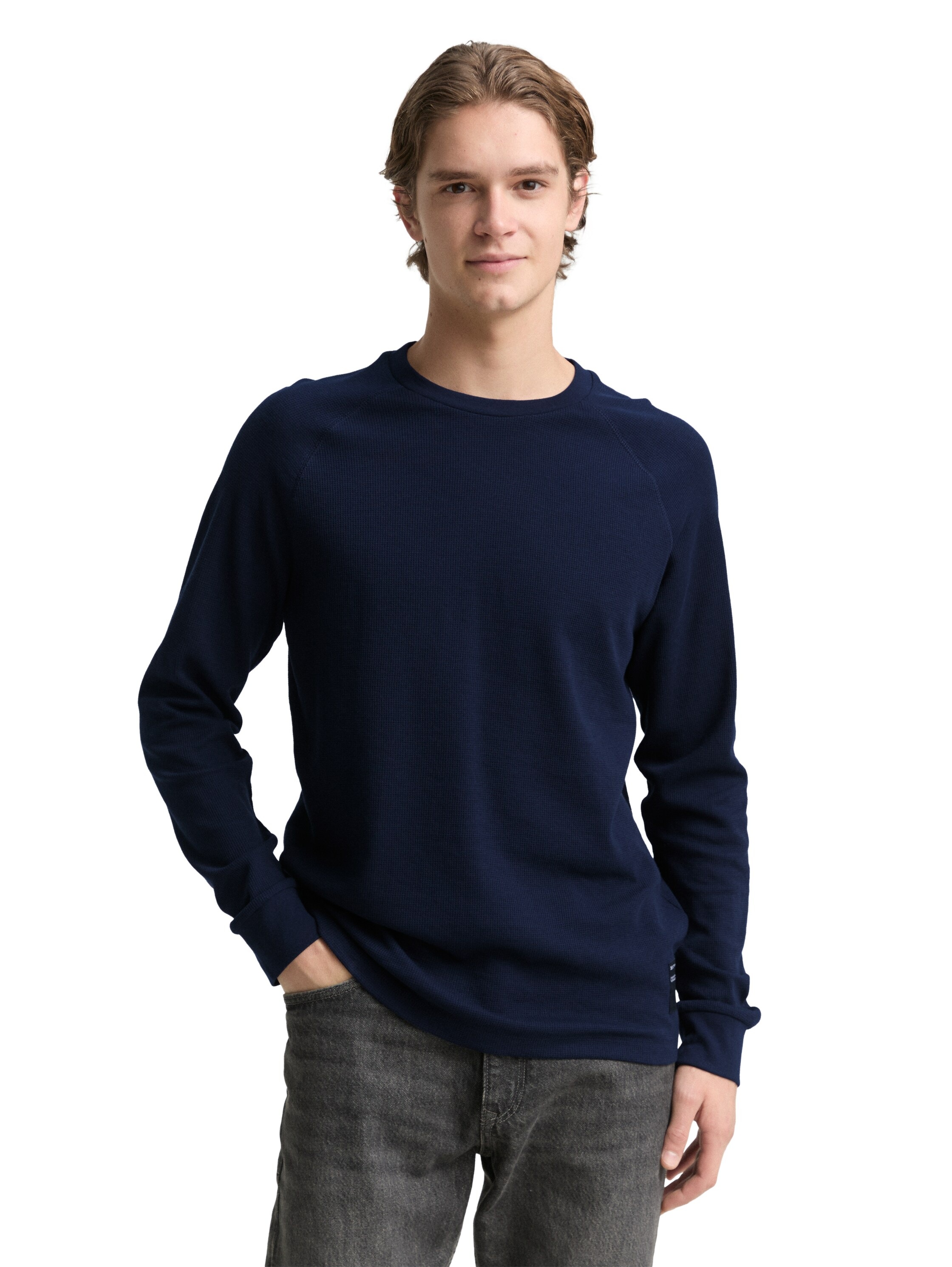 TOM TAILOR Denim Rundhalsshirt mit Logo Stickerei günstig online kaufen