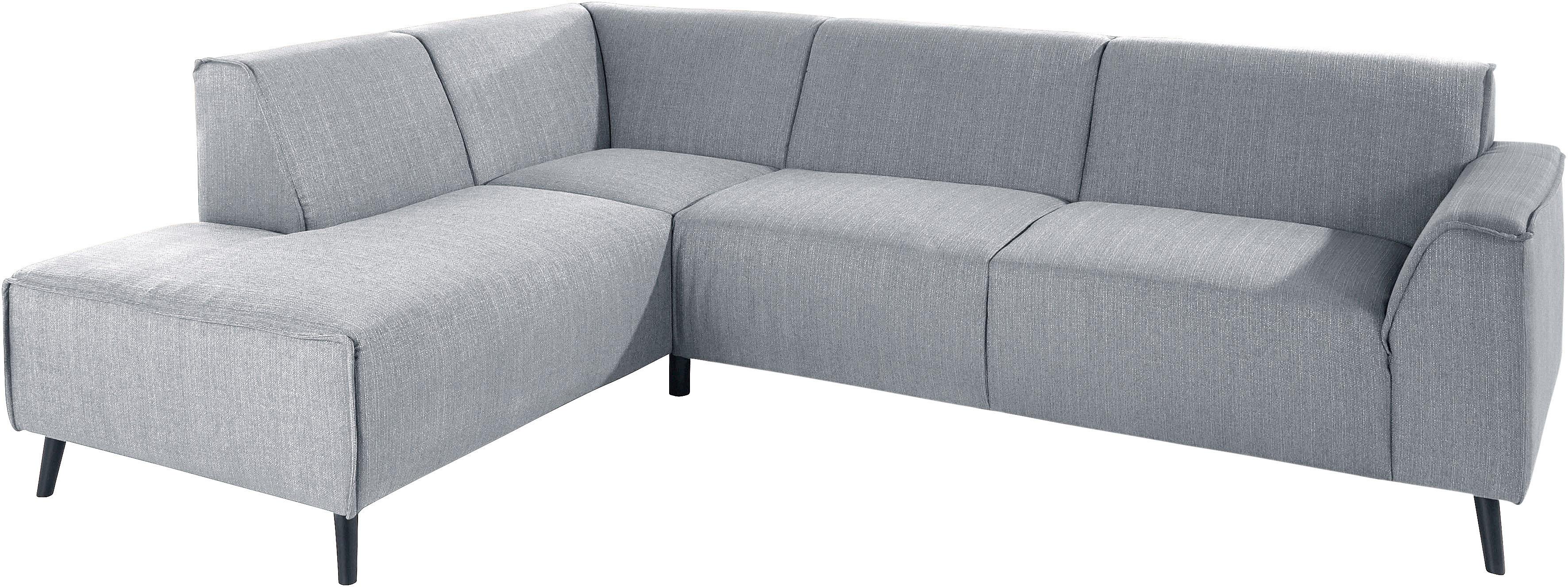 DOMO collection Ecksofa "Amora, inkl. Federkern für mehr Sitzkomfort, Breite 263cm, L-Form" Komfortsitzhöhe 47 cm, Fußhöhe passend für gängige Saugroboter