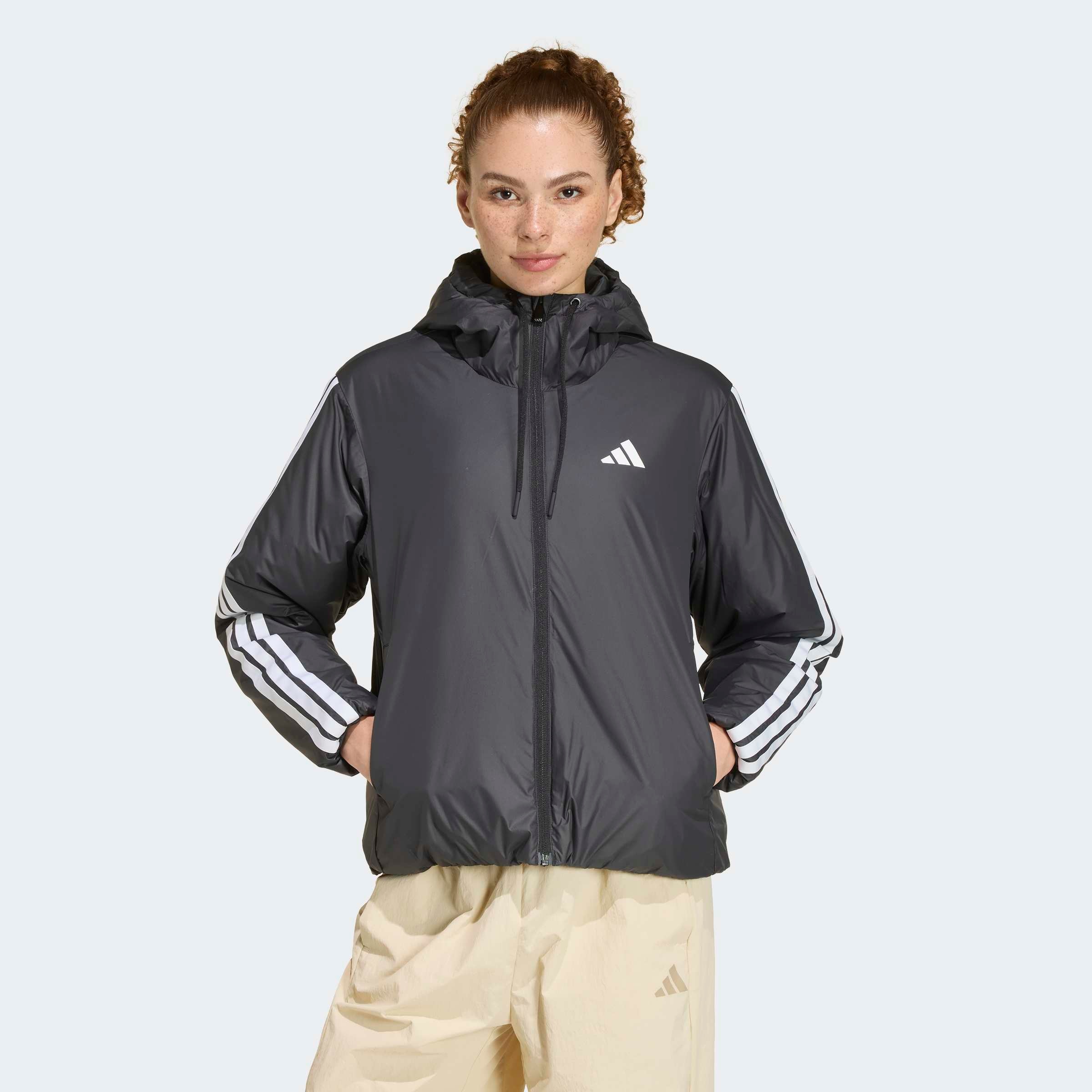 adidas Sportswear Outdoorjacke "ESSENTIALS CLIMAWARM 3-STREIFEN MIT KAPUZE" für Erwachsene, mit Kapuze, wasserabweisendes Finish
