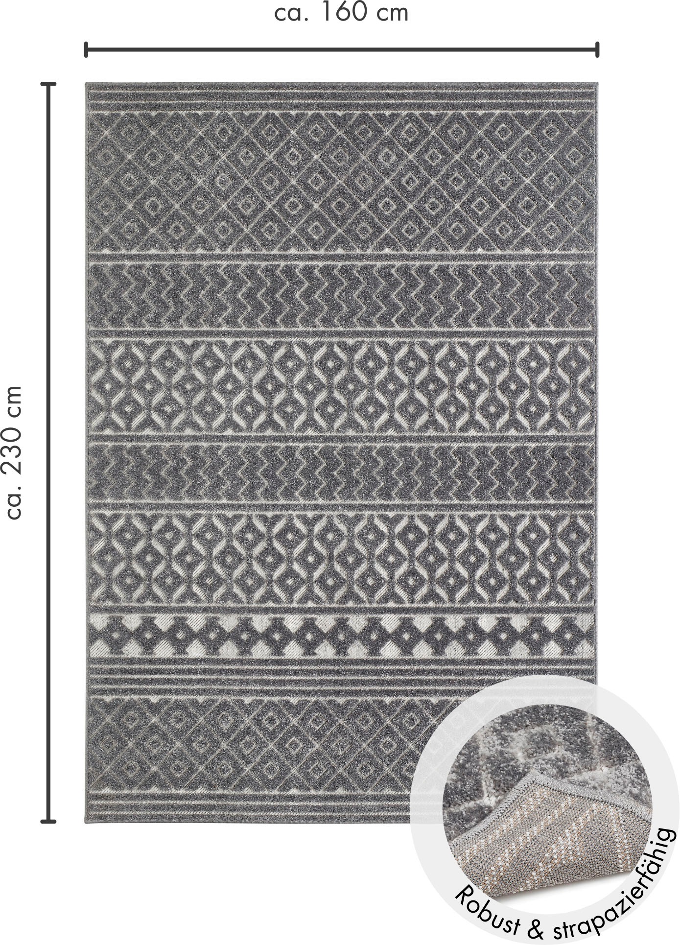 Andiamo Teppich »La Rochelle«, rechteckig, 7 mm Höhe, Boho-Skandinavischer Stil, Hoch-Tief Effekt, modern, Wohnzimmer